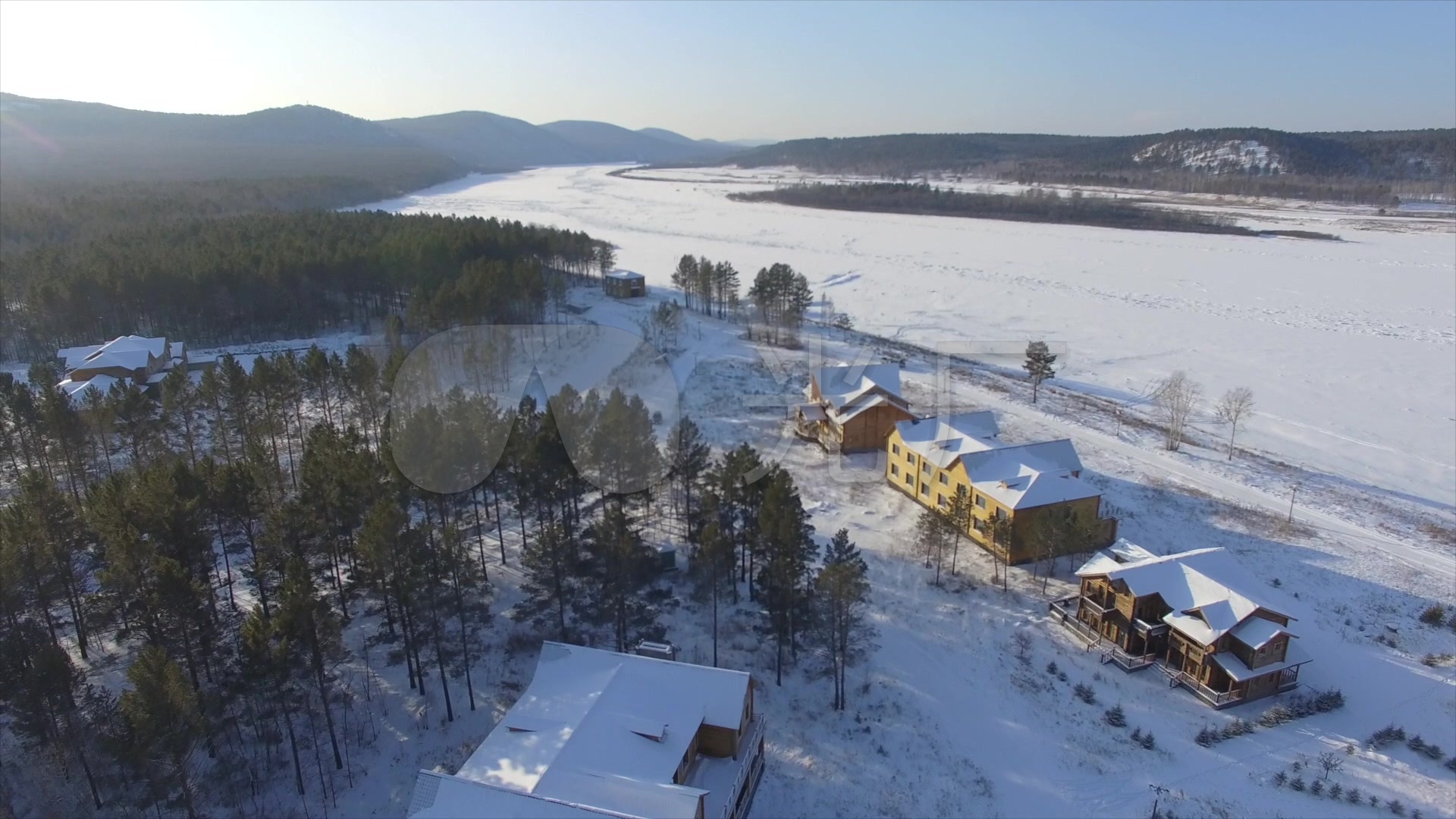 黑龙江漠河北极村雪景航拍