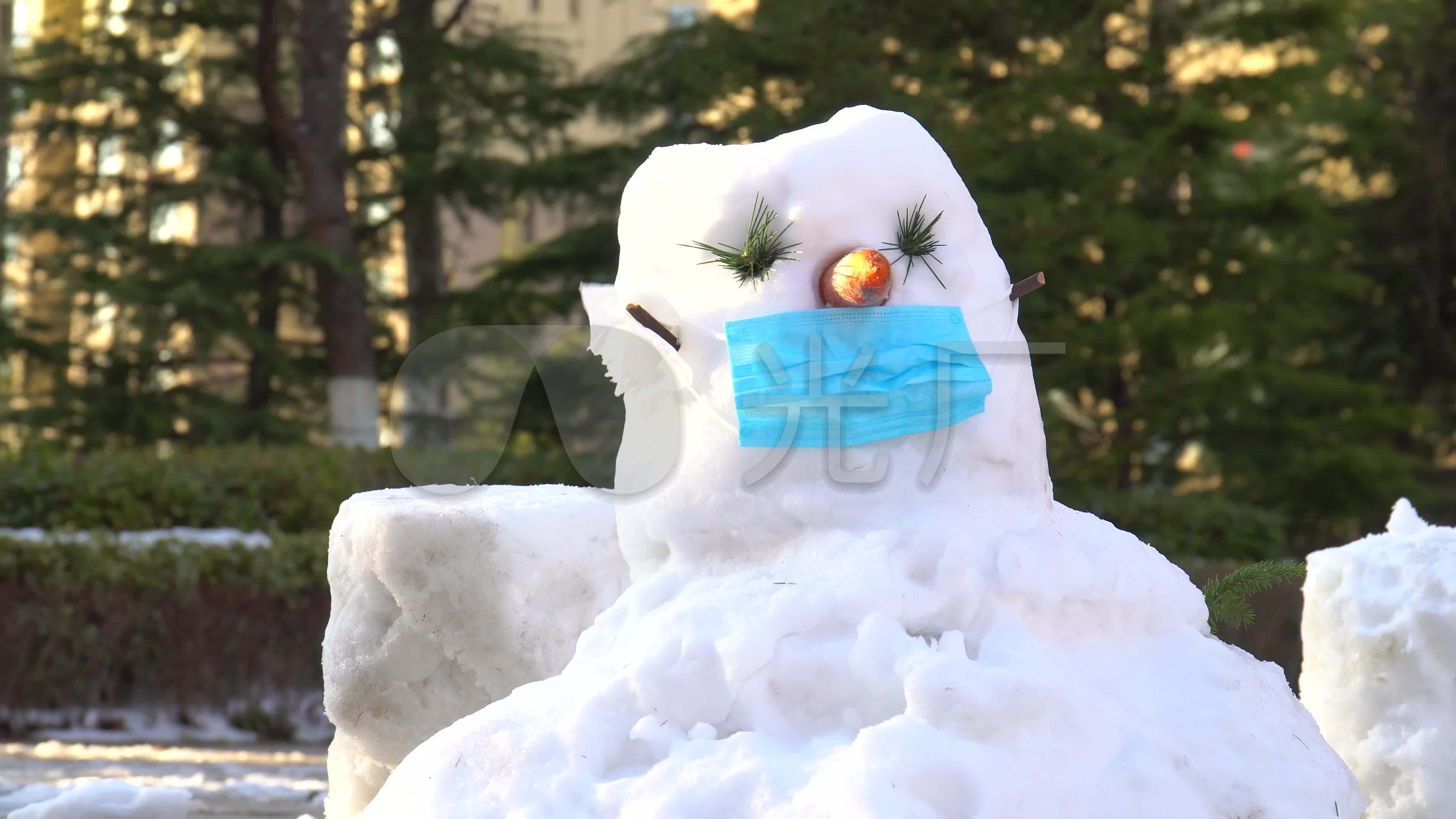 4k疫情-口罩-雪人-戴口罩的雪人_3840x2160_高清视频