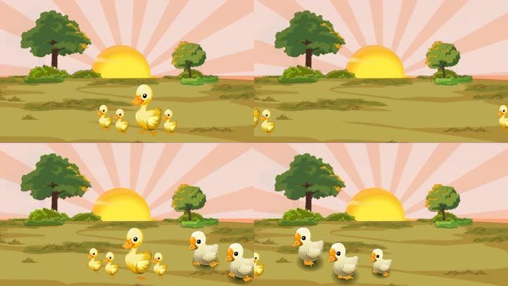 小鸭子动画素材鸭子动物卡通鸭子卡通素材儿童素材小动物爱情情侣一群