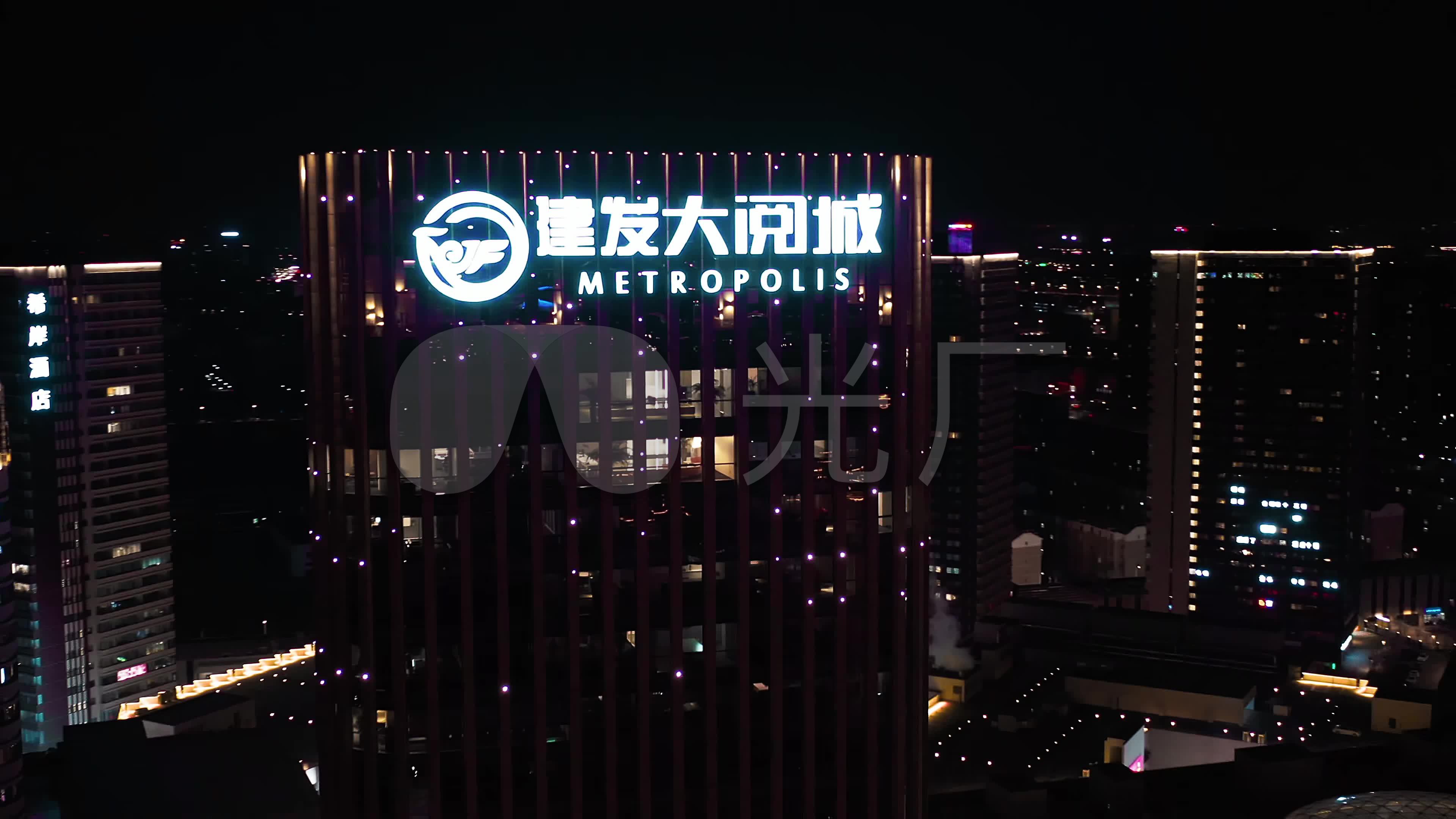 银川大阅城夜景航拍4k
