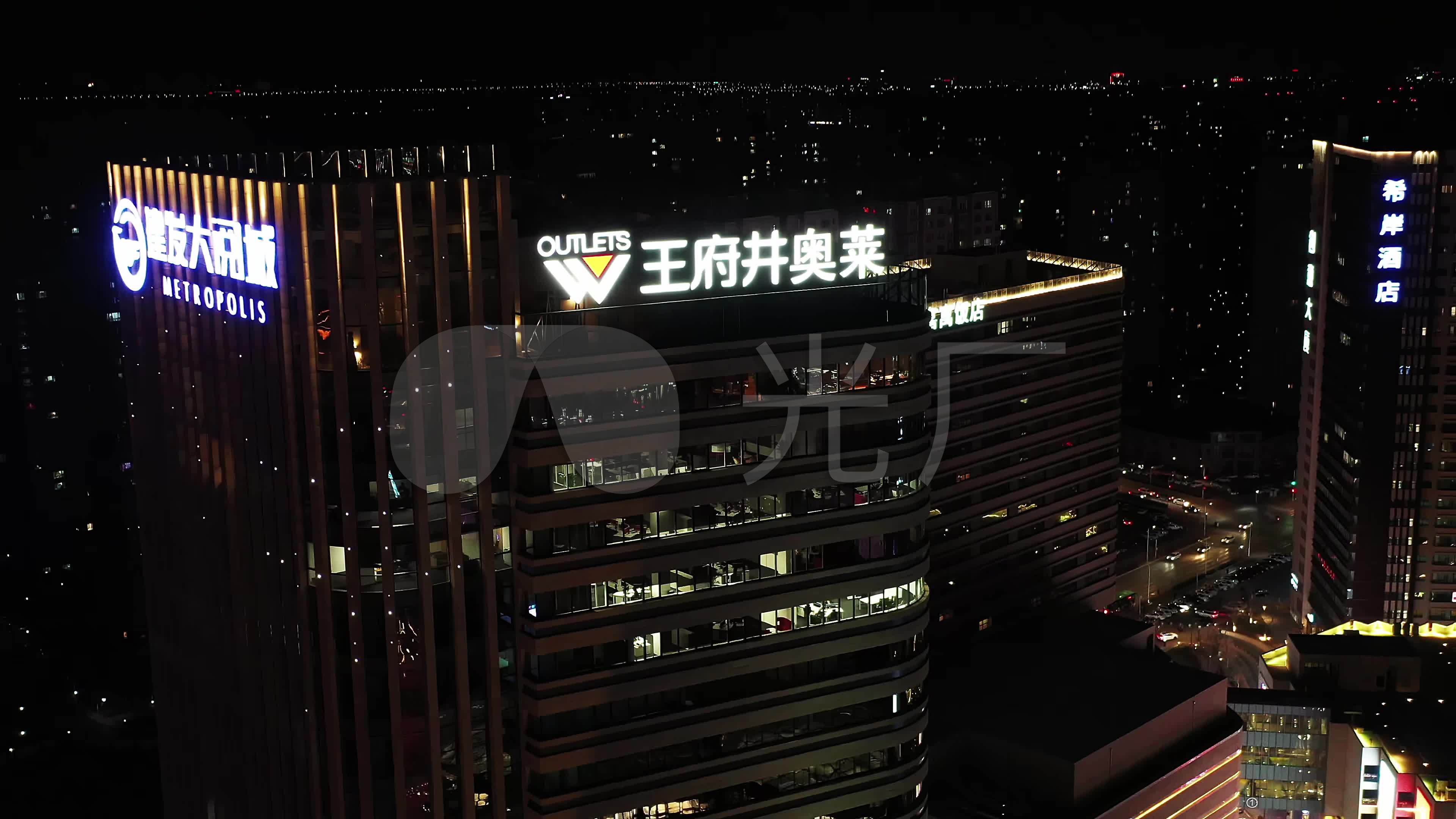 银川大阅城夜景航拍4k