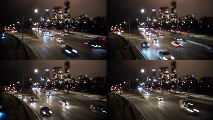 4k-城市夜景灯火通明车水马龙延时车流