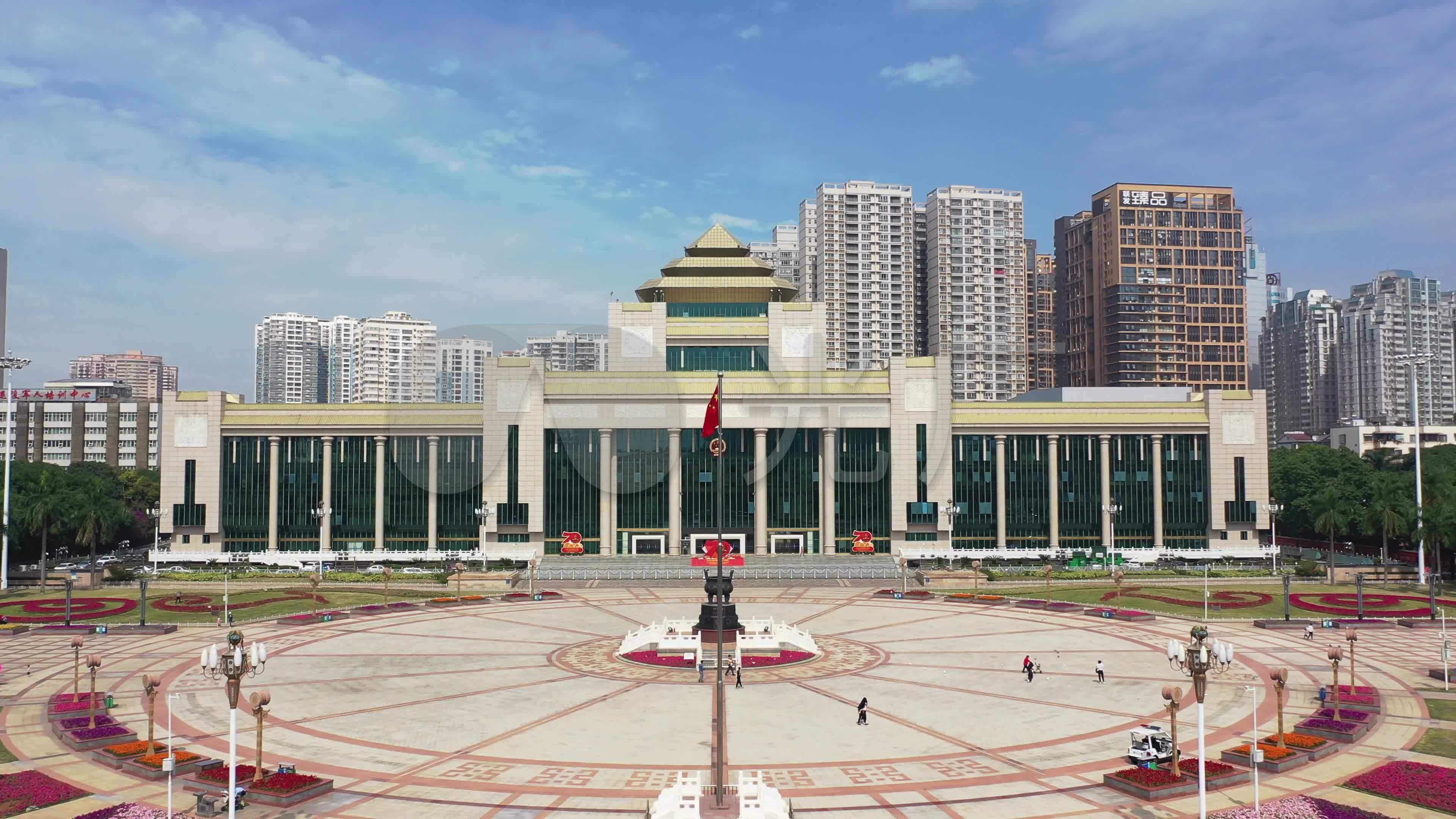 广西南宁民族广场科技馆4k航拍