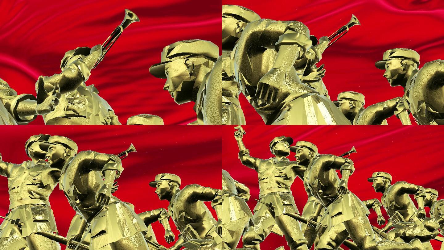 红色革命集结号雕像元素_1920x1080_高清视频素材下载