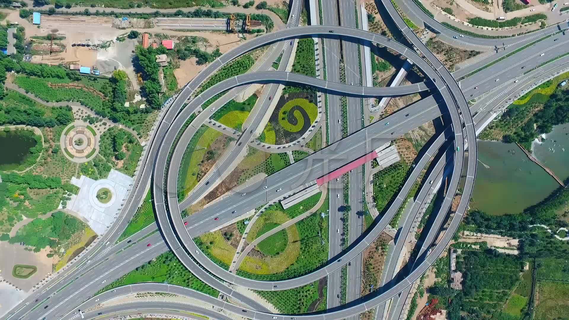 航拍呼和浩特二环快速路立交