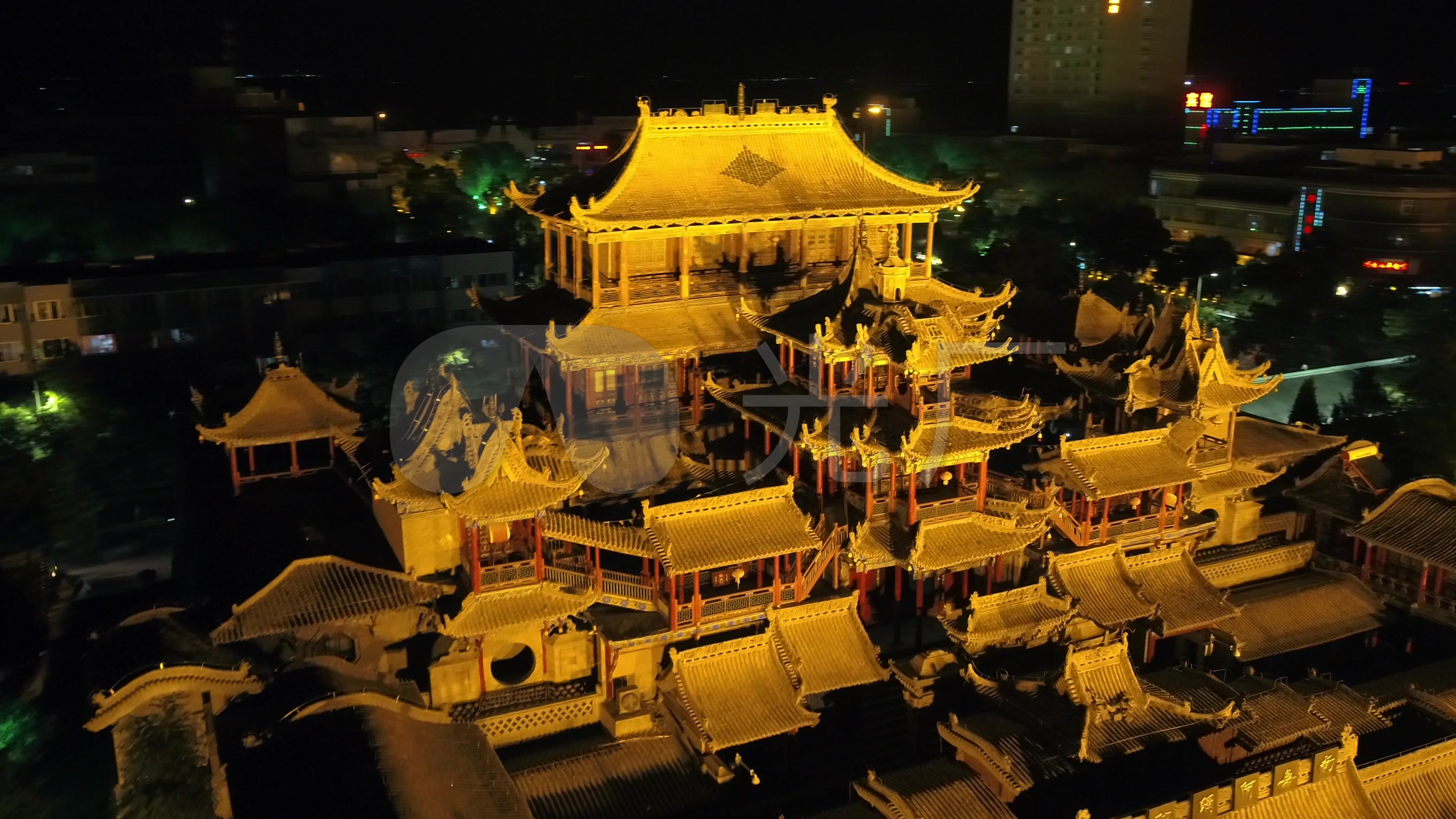 宁夏中卫高庙夜景【原始素材】_2720x1530_高清视频