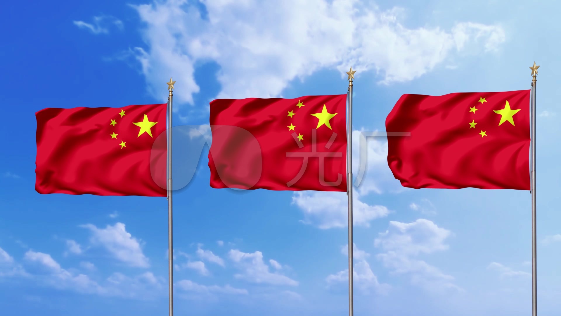 三杆红旗_1920x1080_高清视频素材下载(编号:4346785)_舞台背景_vj师