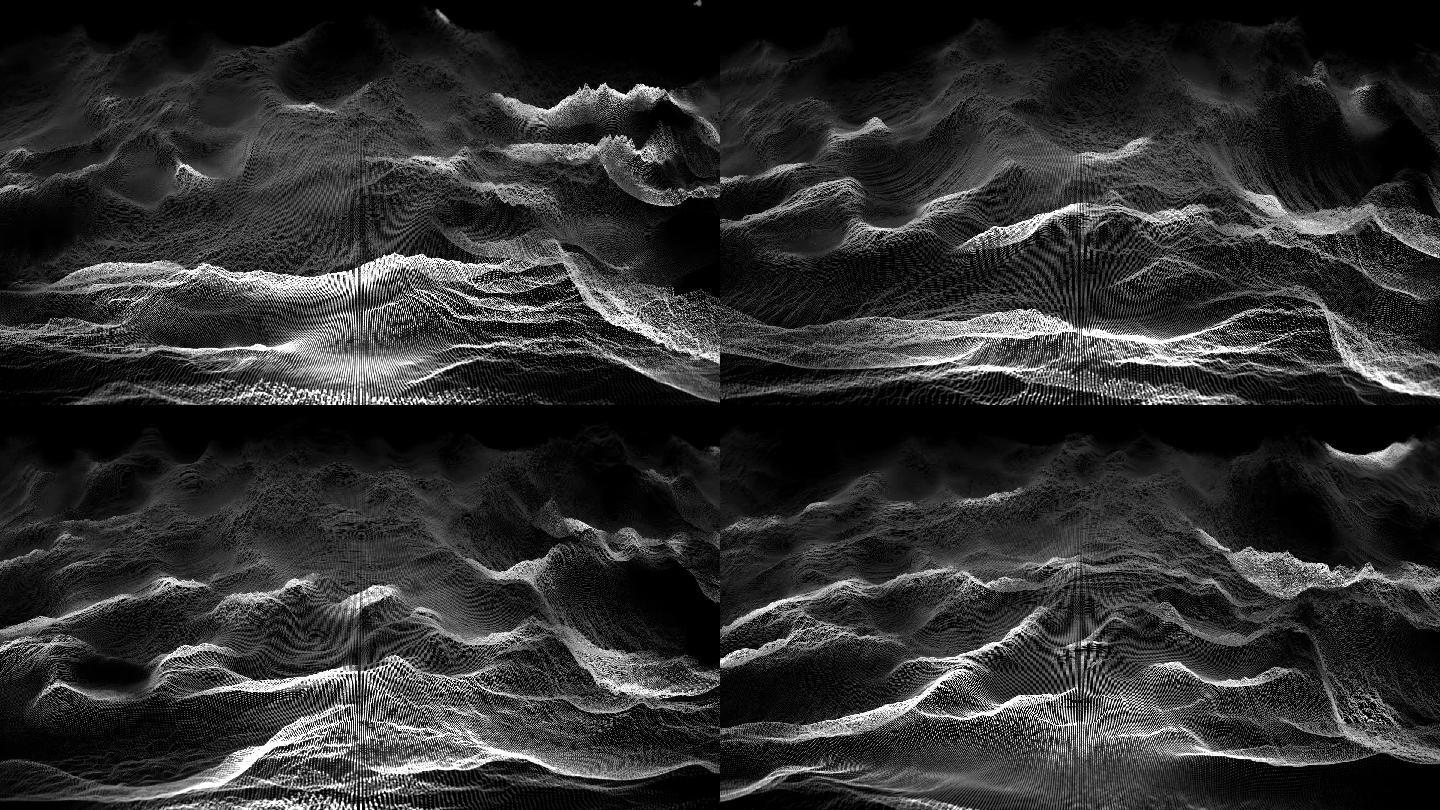 黑白点云线条波浪vj