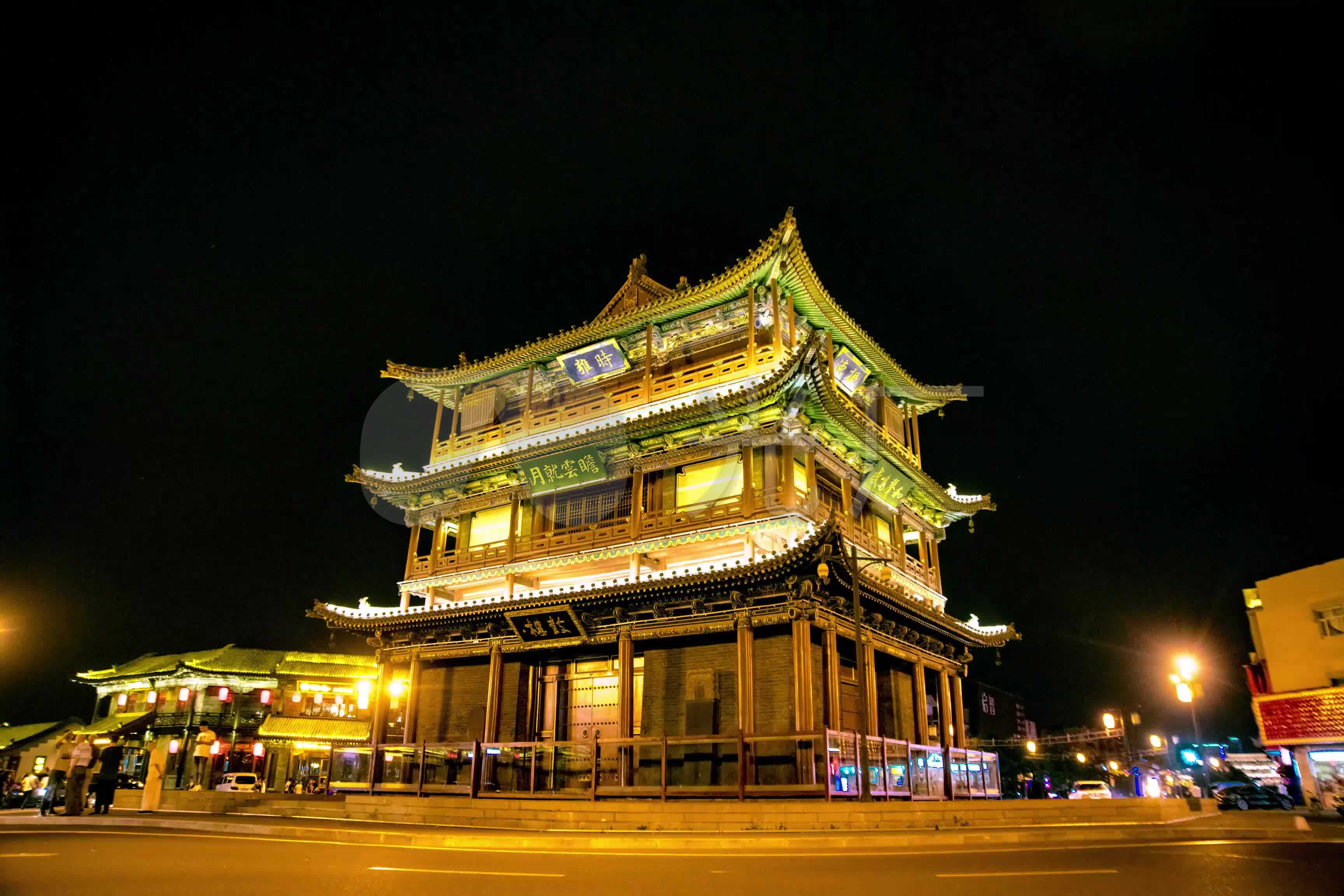 大同鼓楼夜景延时视频_3456x2304_高清视频素材下载