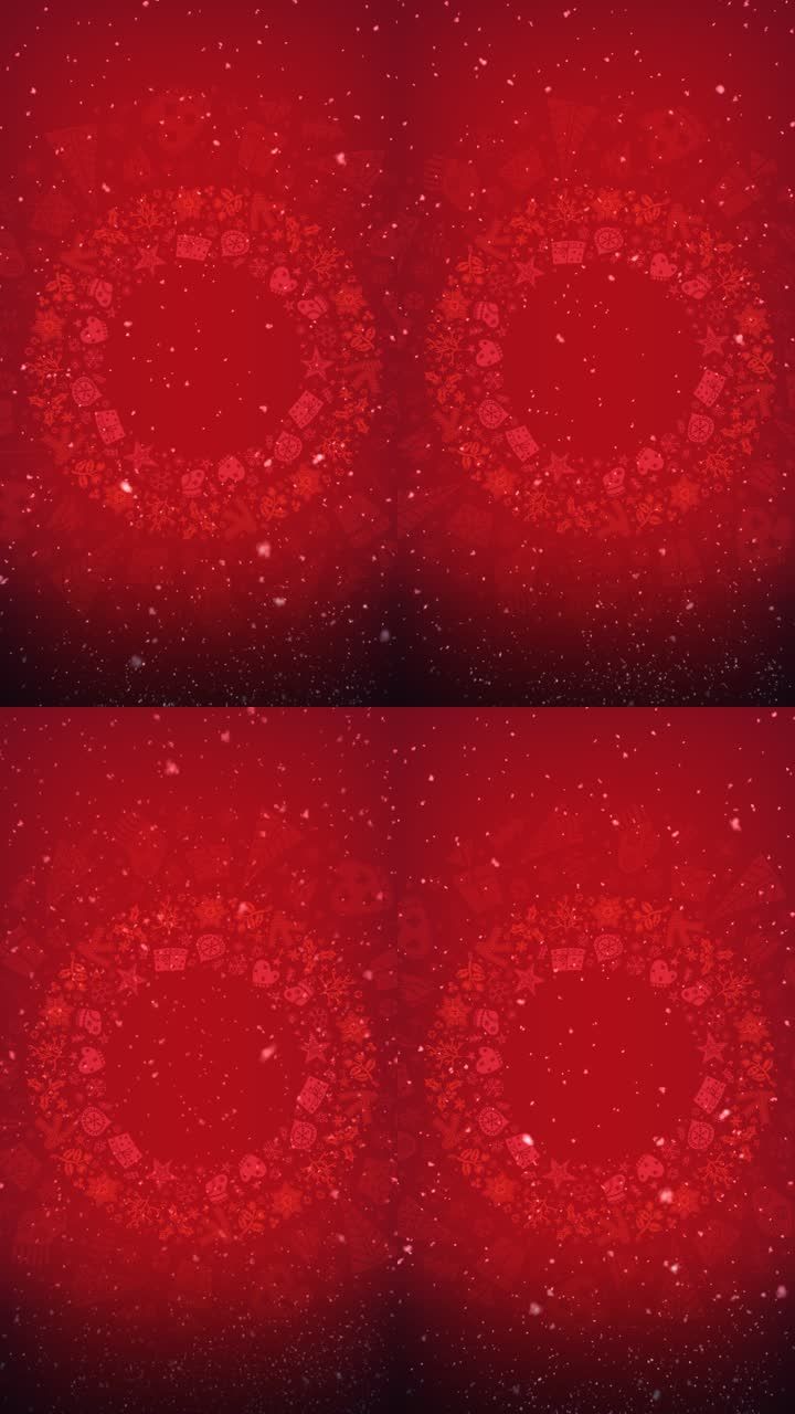 抖音竖屏微信朋友圈圣诞背景冬天红色元素旋转浪漫动画唯美叠加雪花