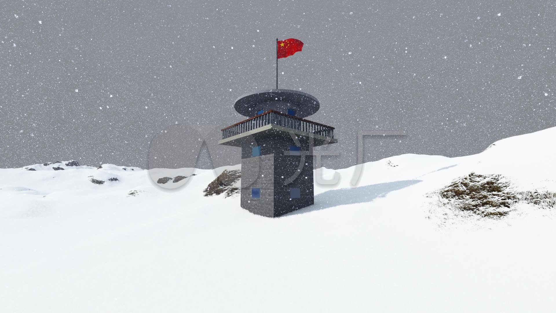 边防哨所岗楼02-雪景_1920x1080_高清视频素材下载(编号:4359208)