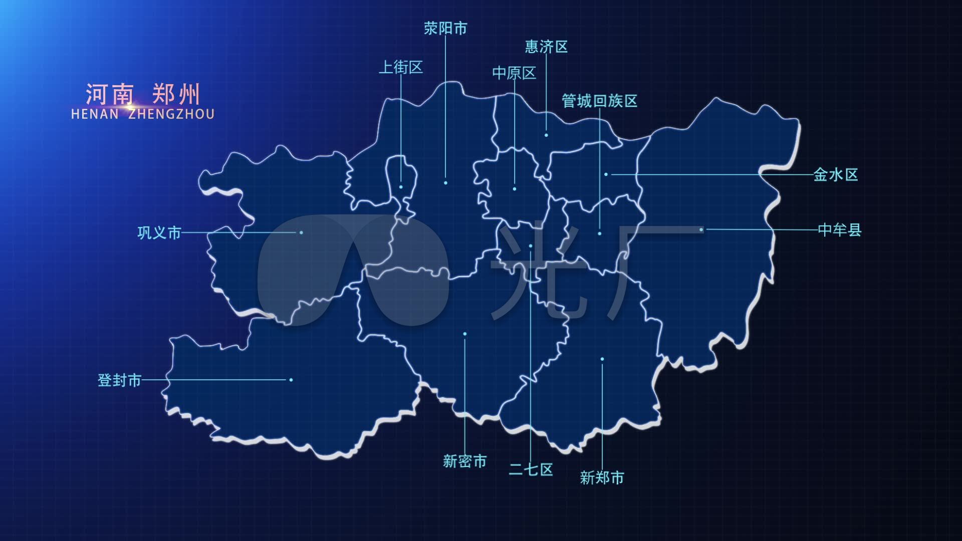 郑州地图高清动画(视频)_1920x1080_高清视频素材下载