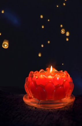 竖版蜡烛孔明灯祈福视频素材