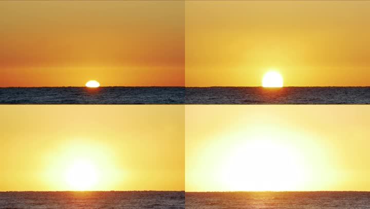 4k-海上日出太阳光芒万丈海面延时摄影