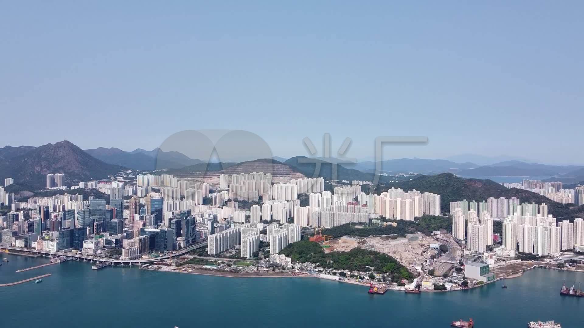 2k航拍香港观塘城市风景都市风景海边景观