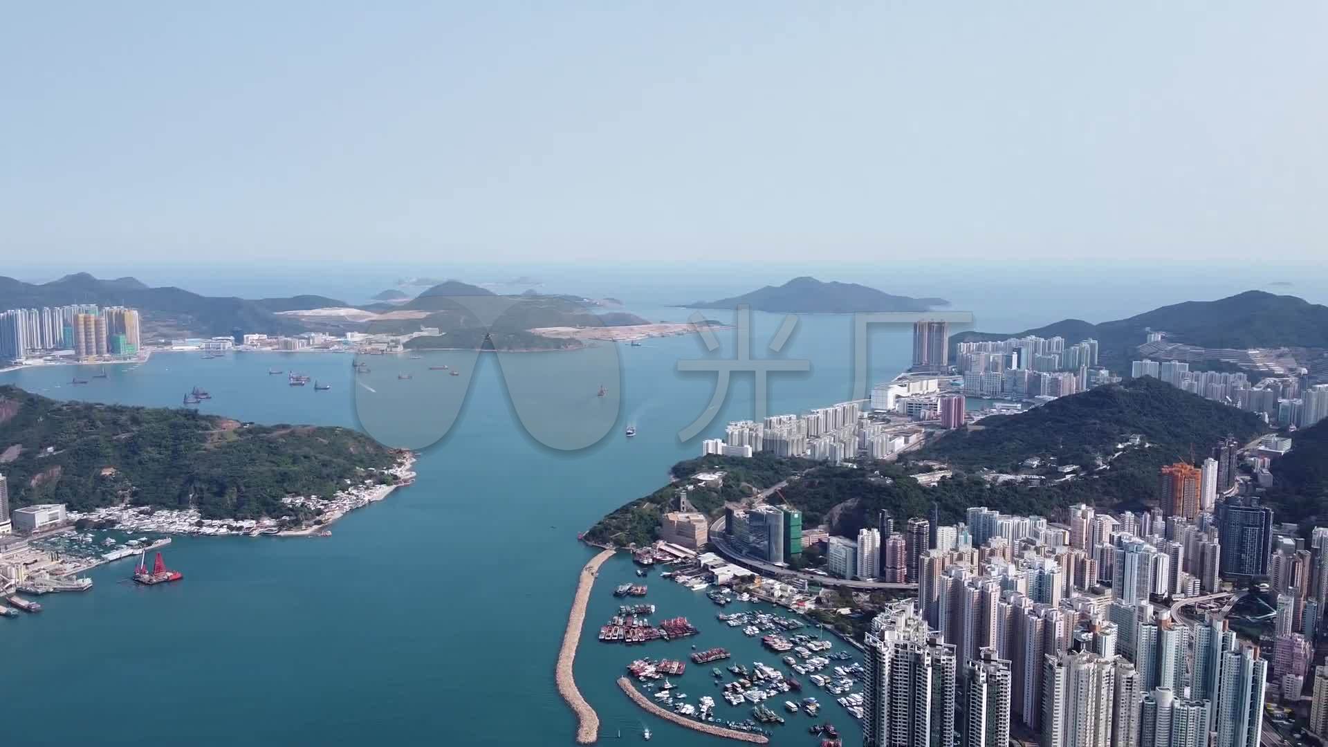 2k航拍香港观塘城市风景都市风景海边景观