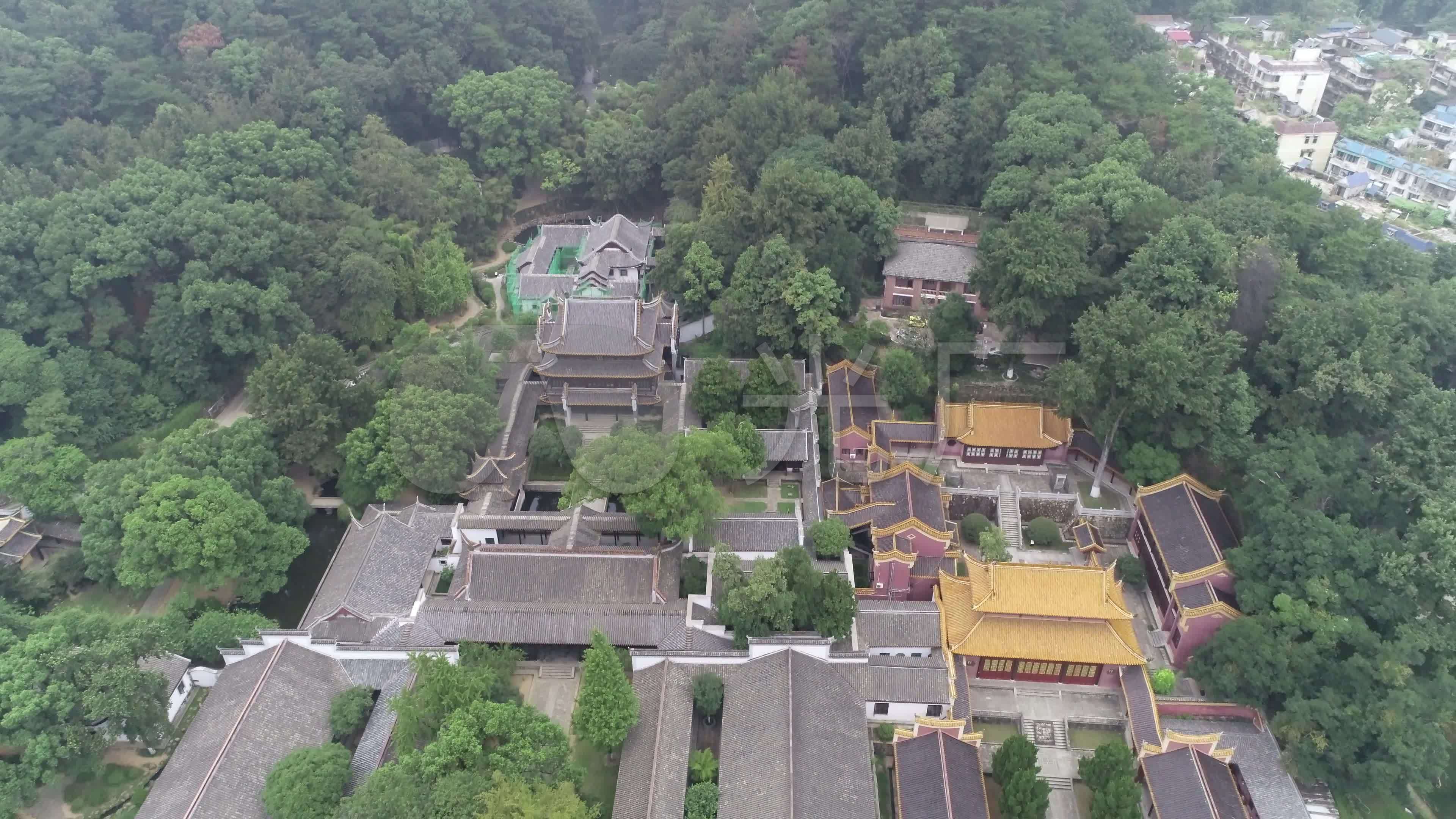 长沙岳麓山风景 岳麓书院古建筑群航拍