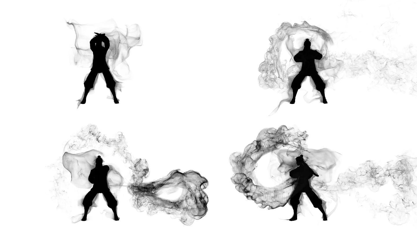 水墨功夫中国风粒子通道八卦掌武林武侠武术传统文化江湖全息表演互动