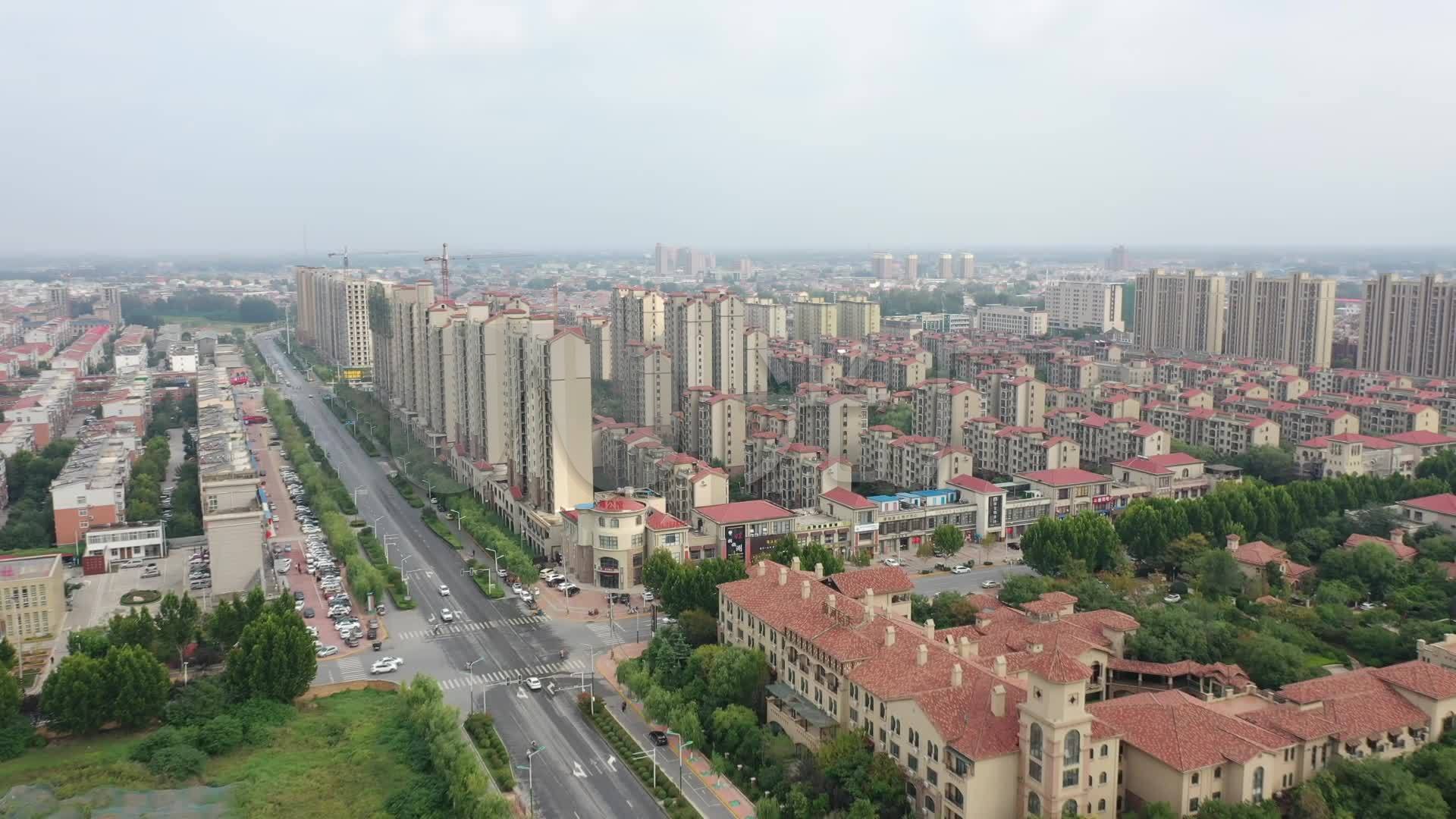 原阳县城市地标街景广场新城区_1920x1080_高清视频素材下载(编号