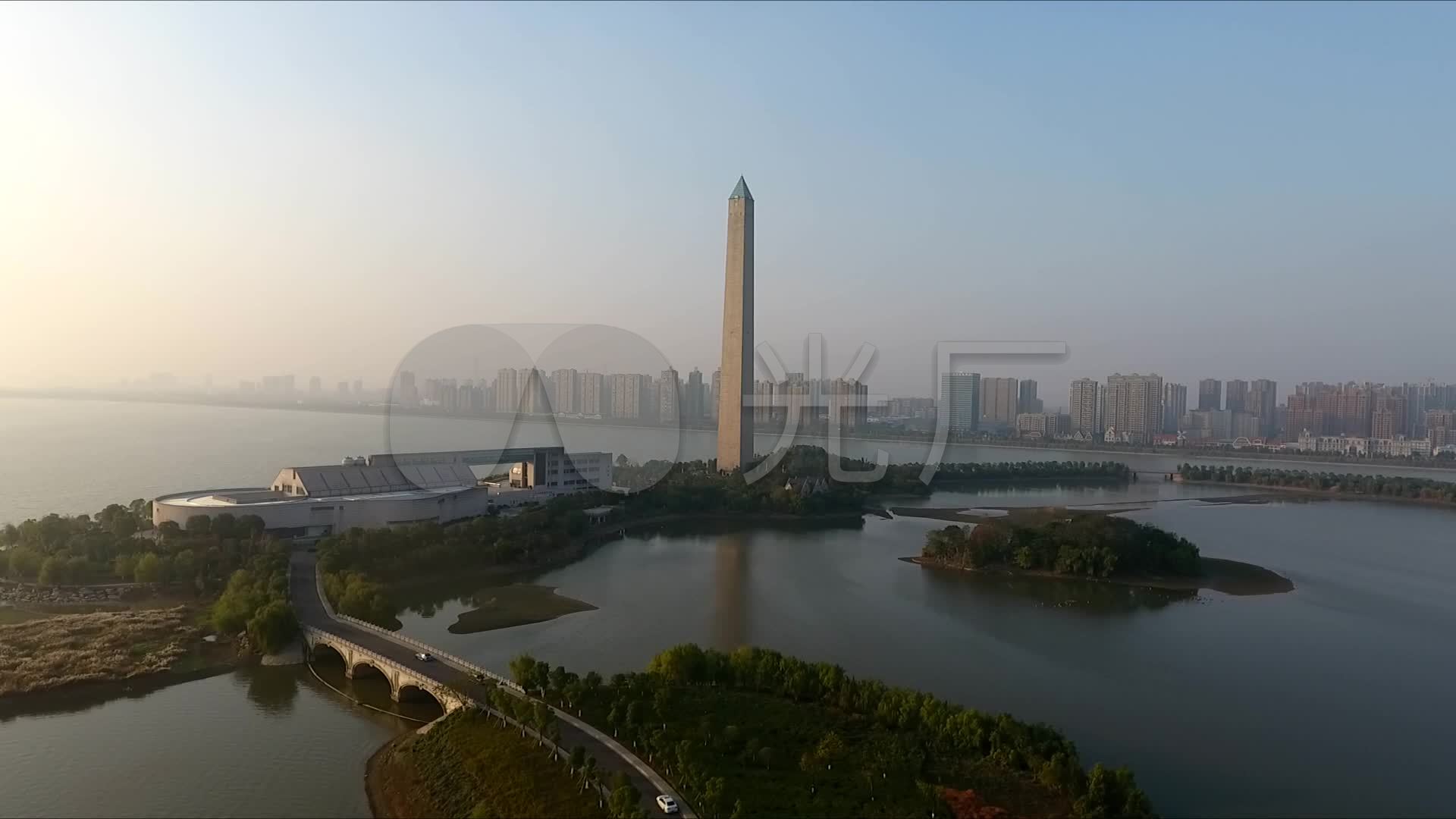 江西九江八里湖公园抗洪塔城市风光湖景