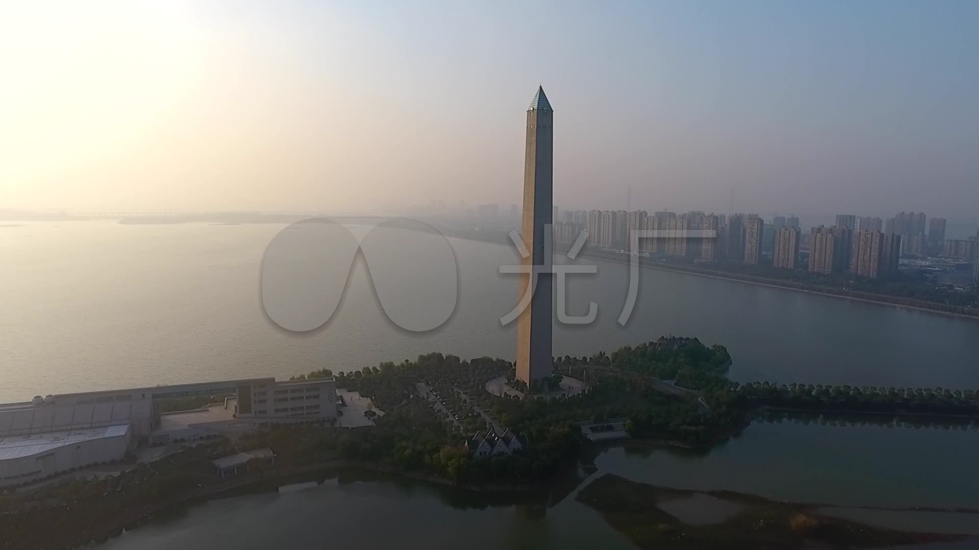江西九江八里湖公园抗洪塔城市风光湖景