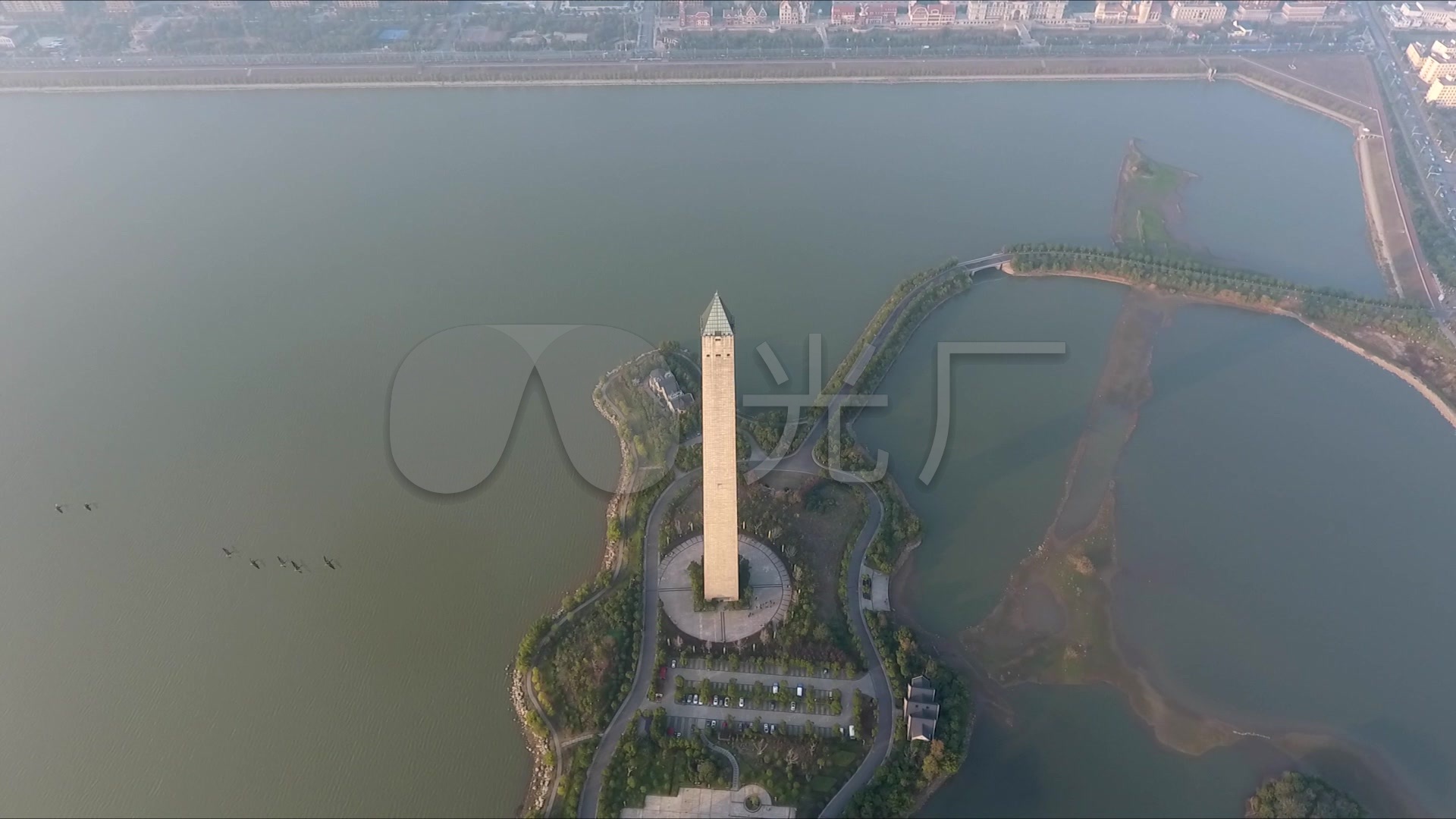 江西九江八里湖公园抗洪塔城市风光湖景