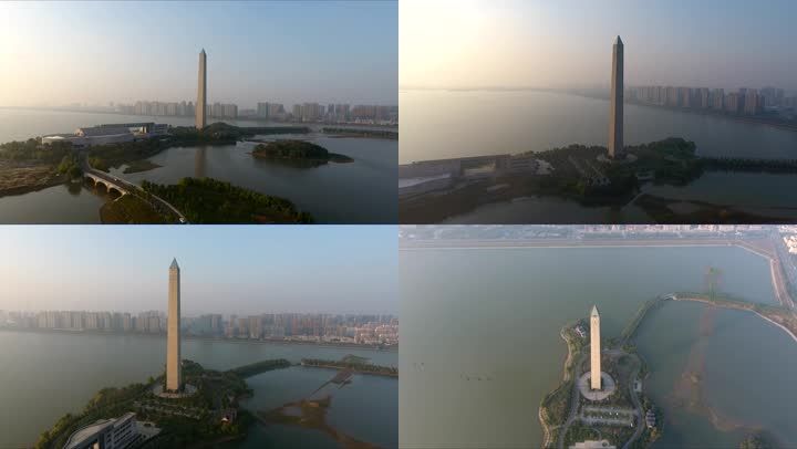 江西九江八里湖公园抗洪塔城市风光湖景