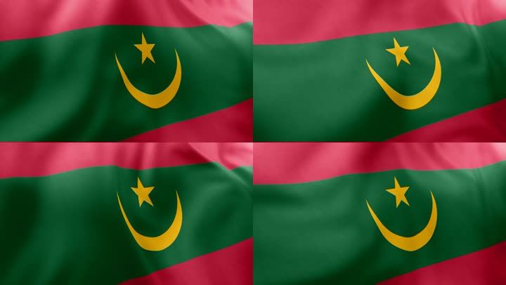 毛里塔尼亚国旗飘扬背景素材