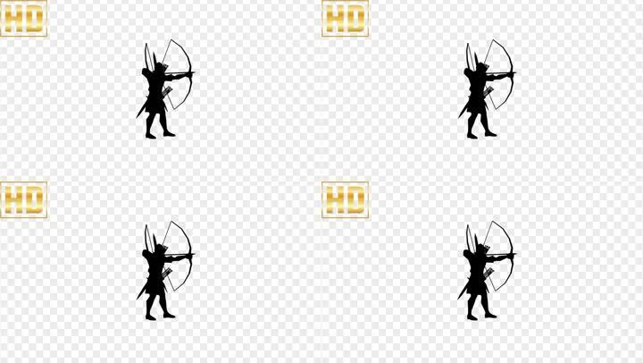 弓箭手武士射箭剪影-alpha通道