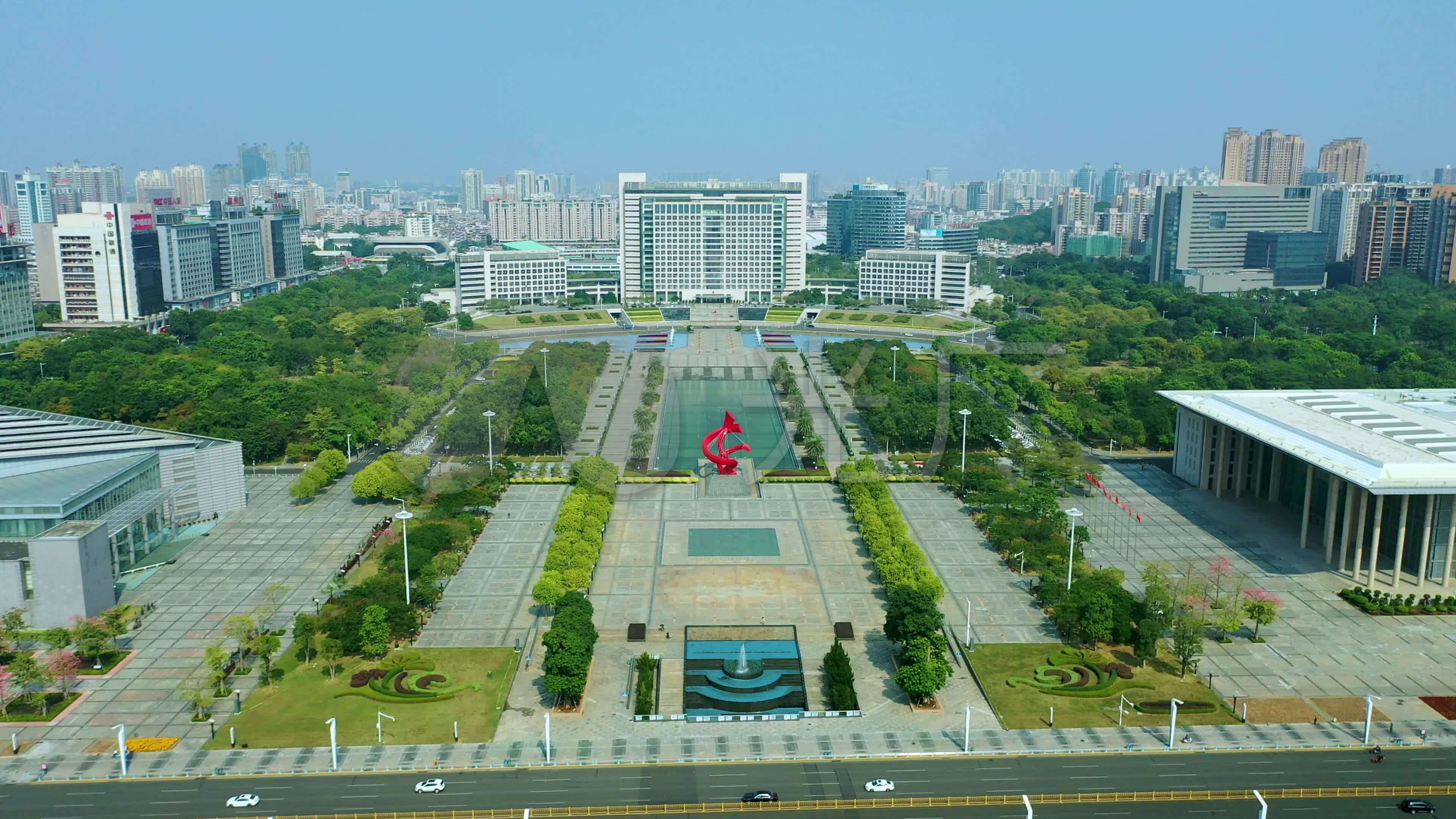 东莞中心广场航拍4k