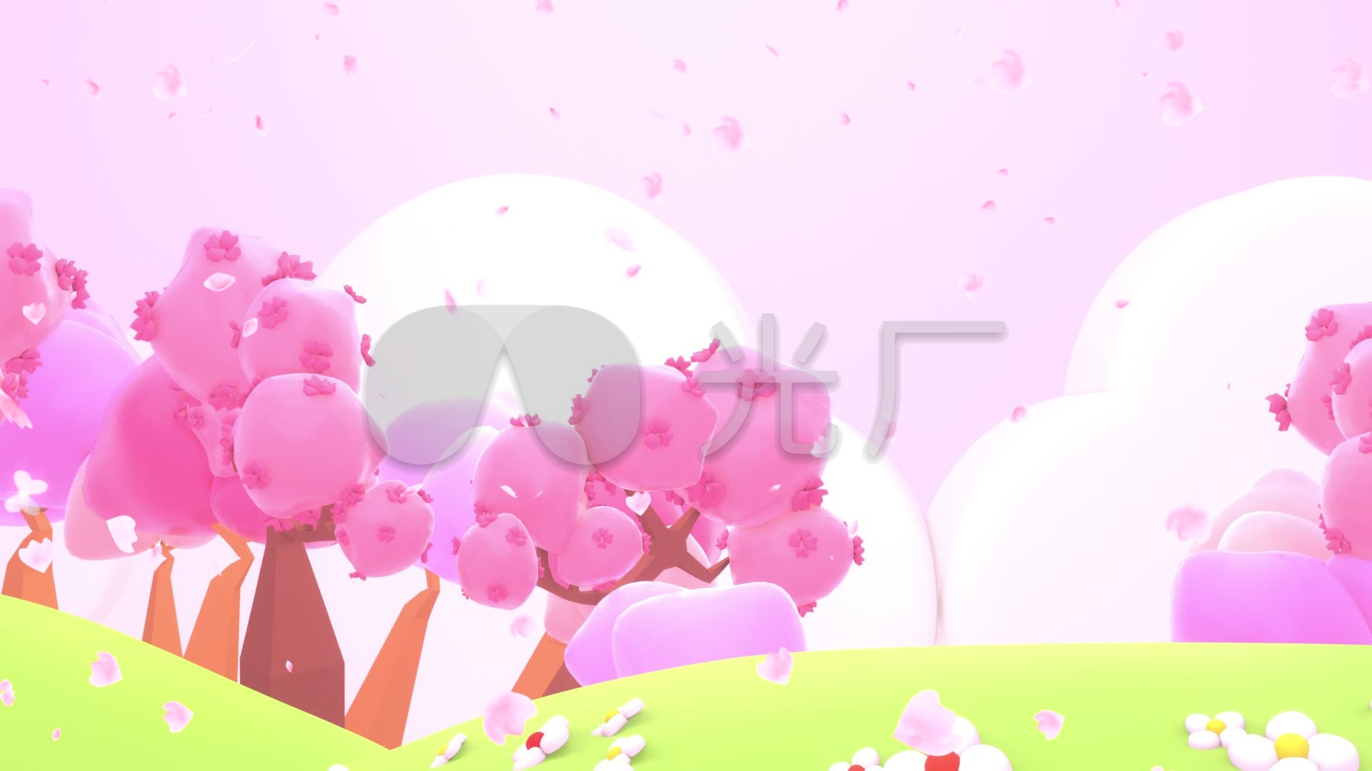 粉色樱花树林可爱梦幻舞台3d背景