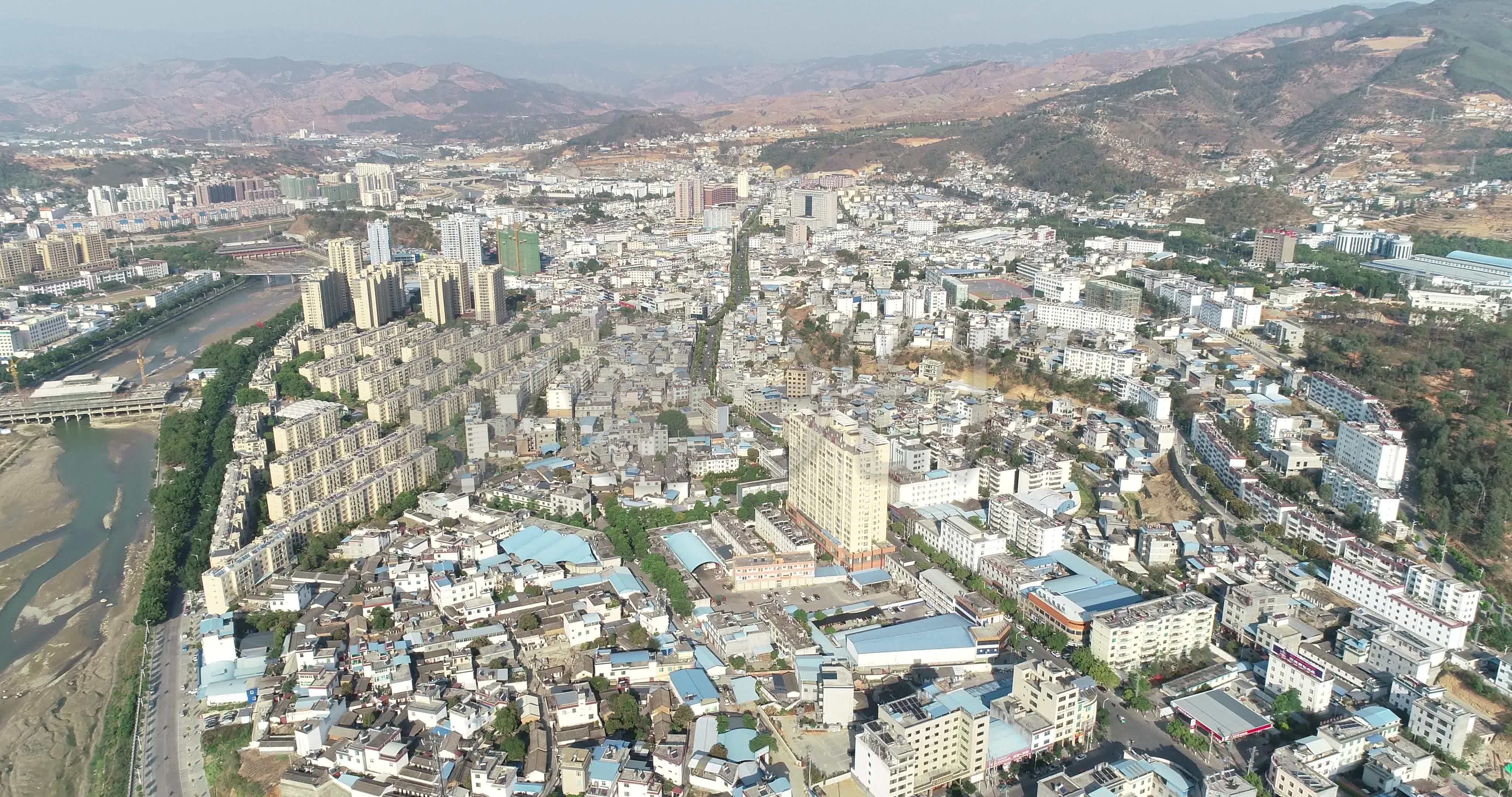 航拍临沧市云县县城