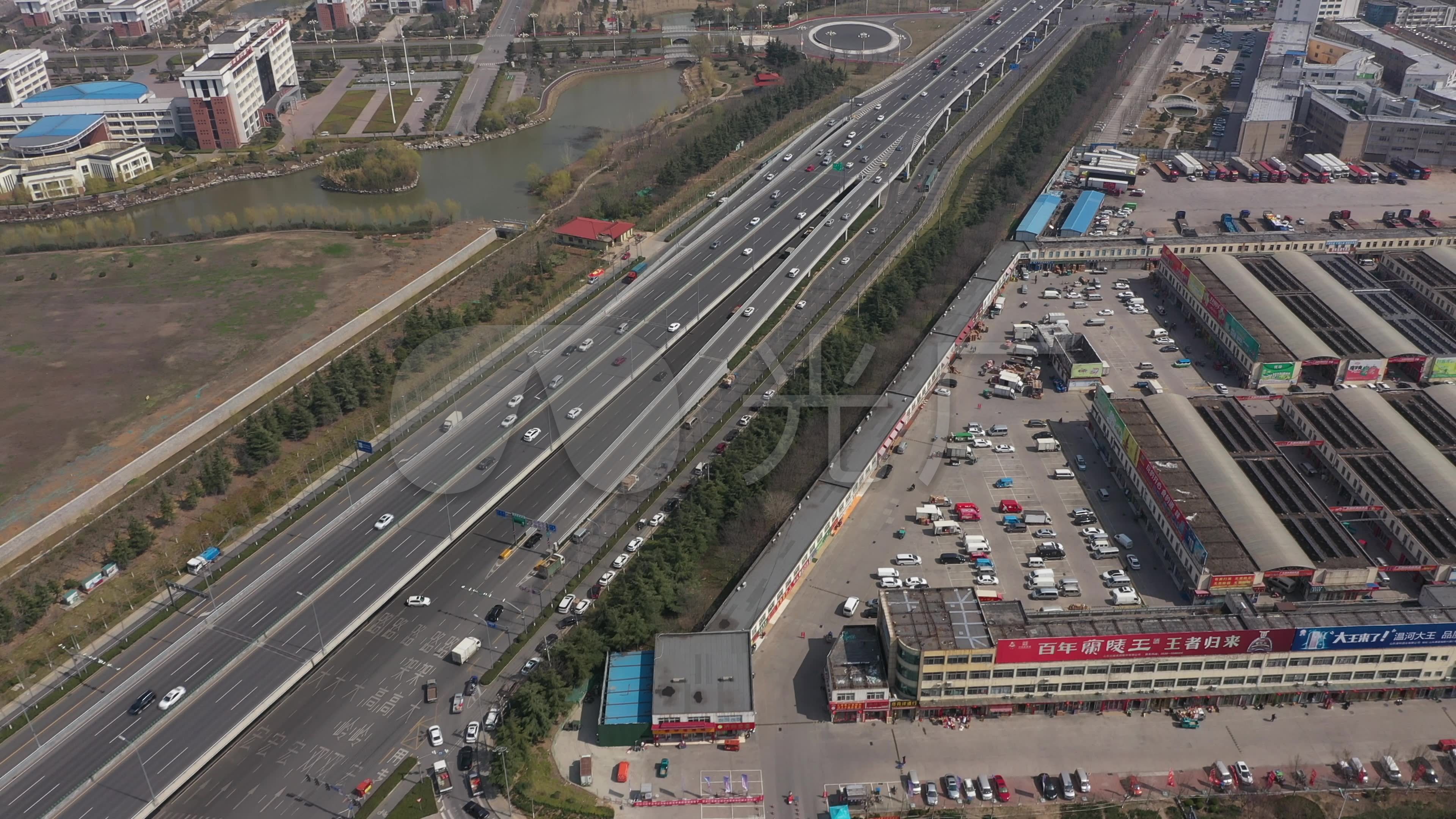4k-原素材-临沂双岭路高架桥特写