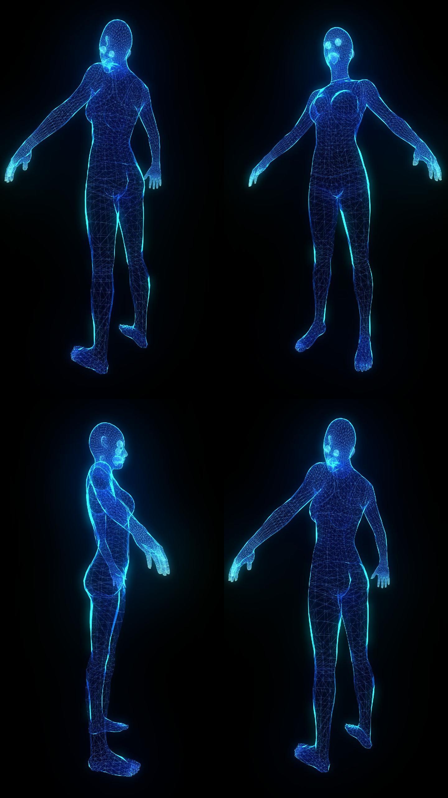 全息投影女人模型_1080x1920_高清视频素材下载(编号