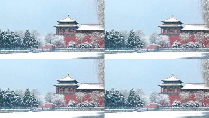 北京雪景 故宫 雪景 下 雪落下 北京建筑 北京冬天 化雪 中国风 雪天