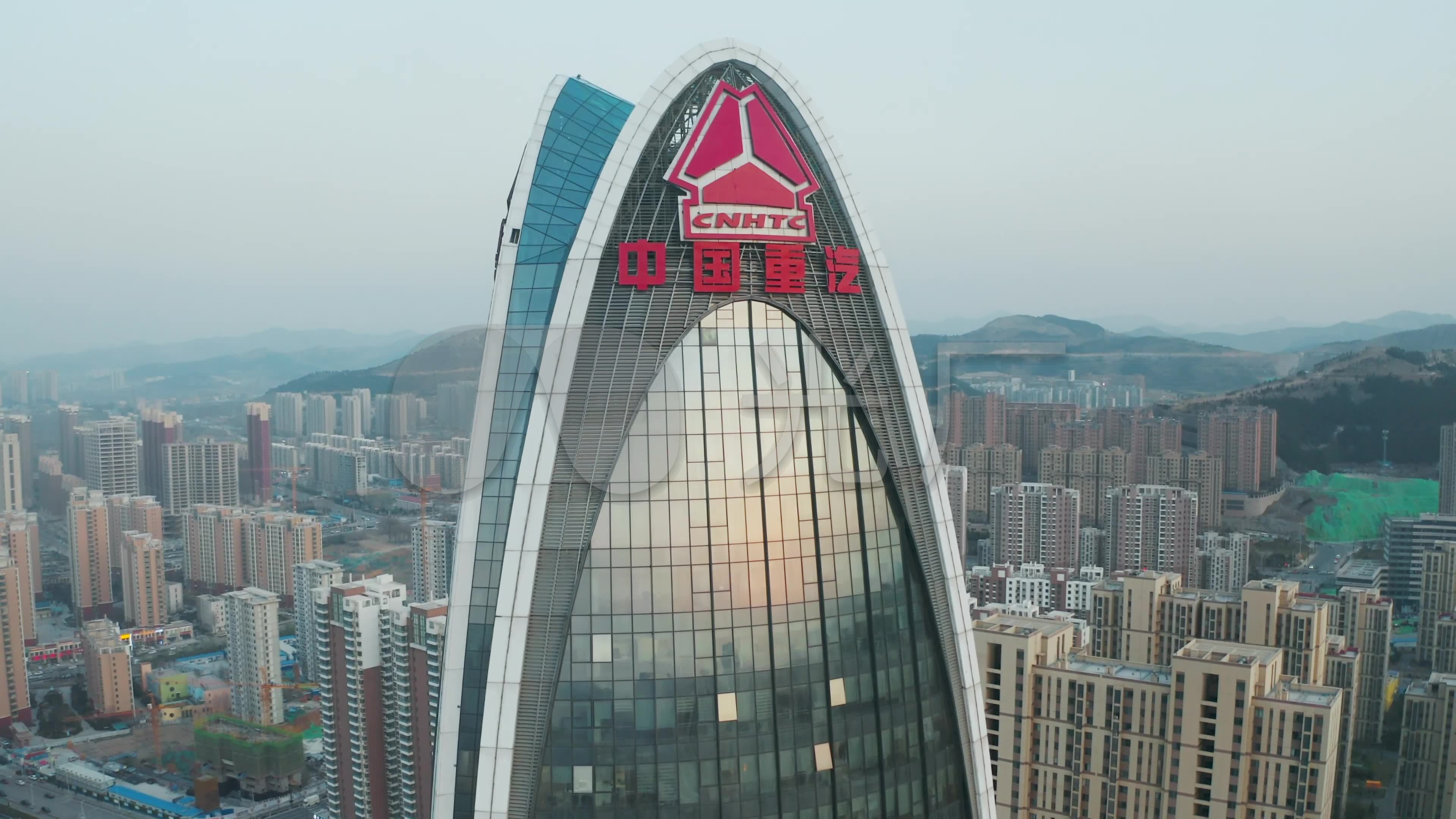 4k-航拍济南中国重汽总部大楼