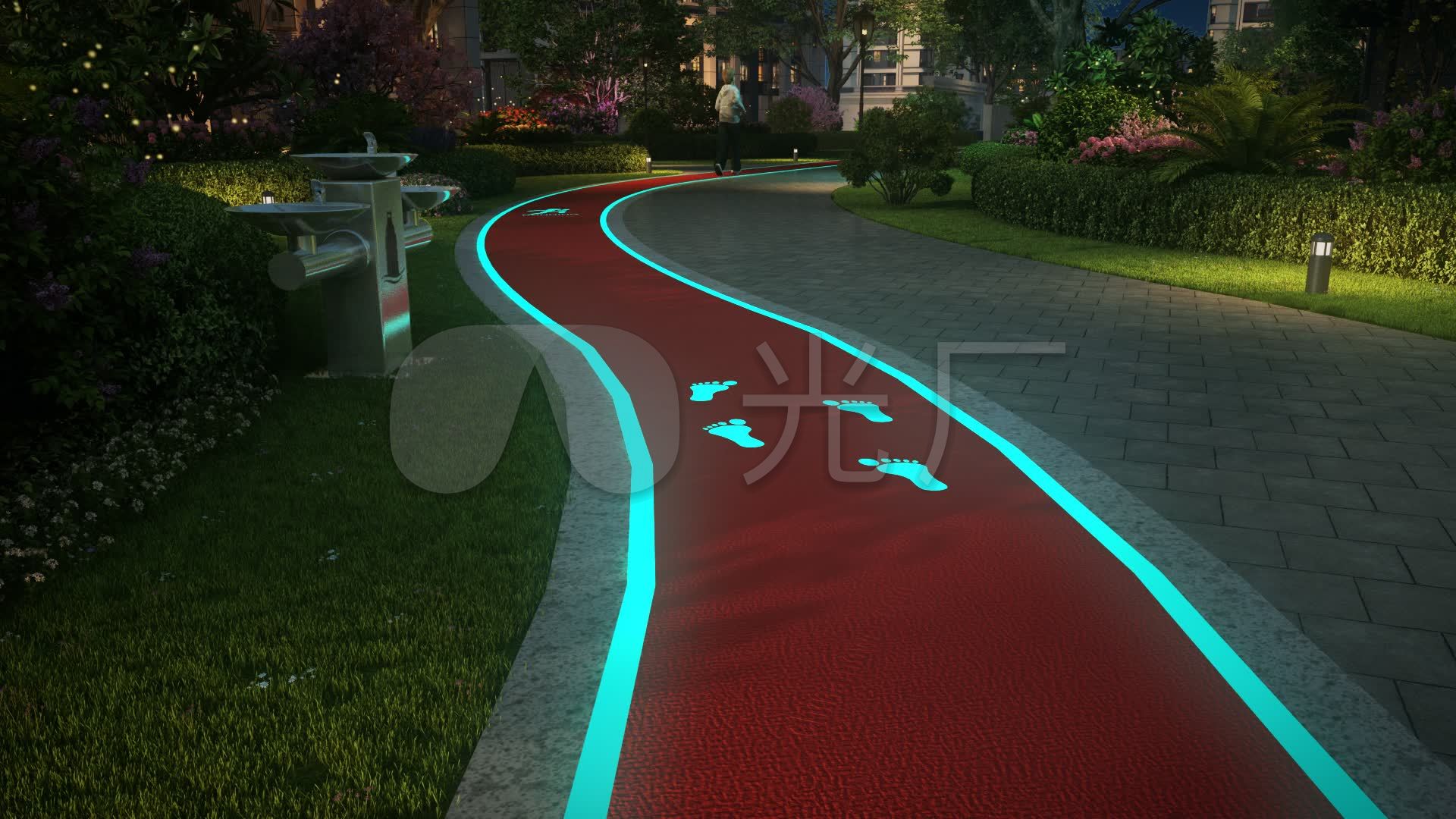 三维夜光跑道夜景跑道_1920x1080_高清视频素材下载