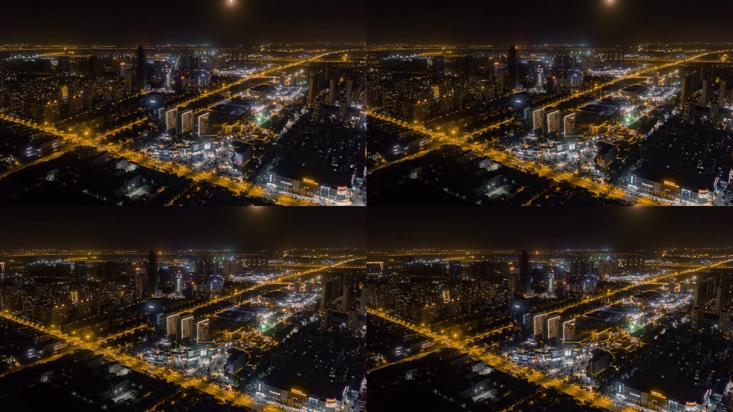 南通开发区城市夜景航拍延时空境