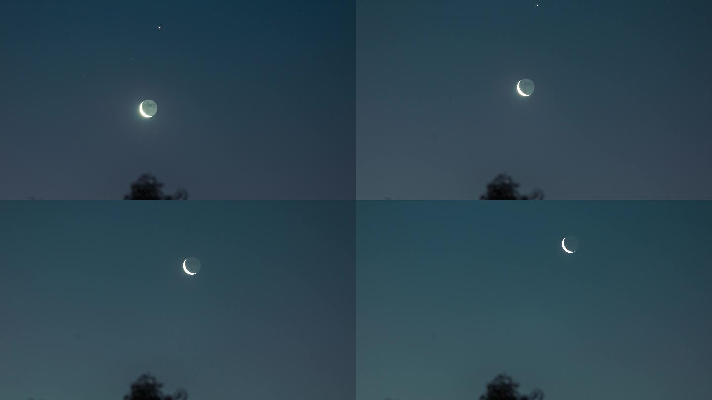 山顶山上延时摄影星空月升月亮4k拍摄