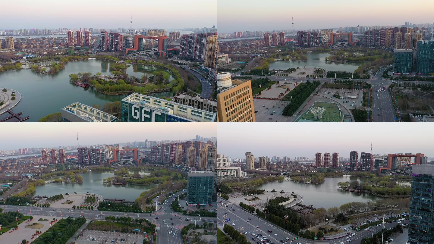 4k航拍临沂市五洲湖白夜
