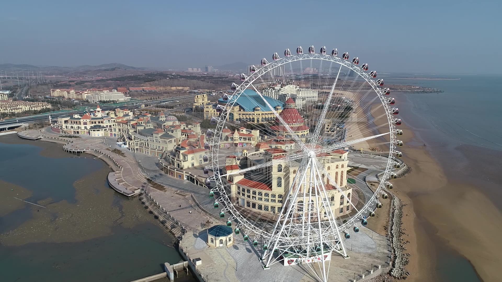 即墨港中旅摩天轮航拍