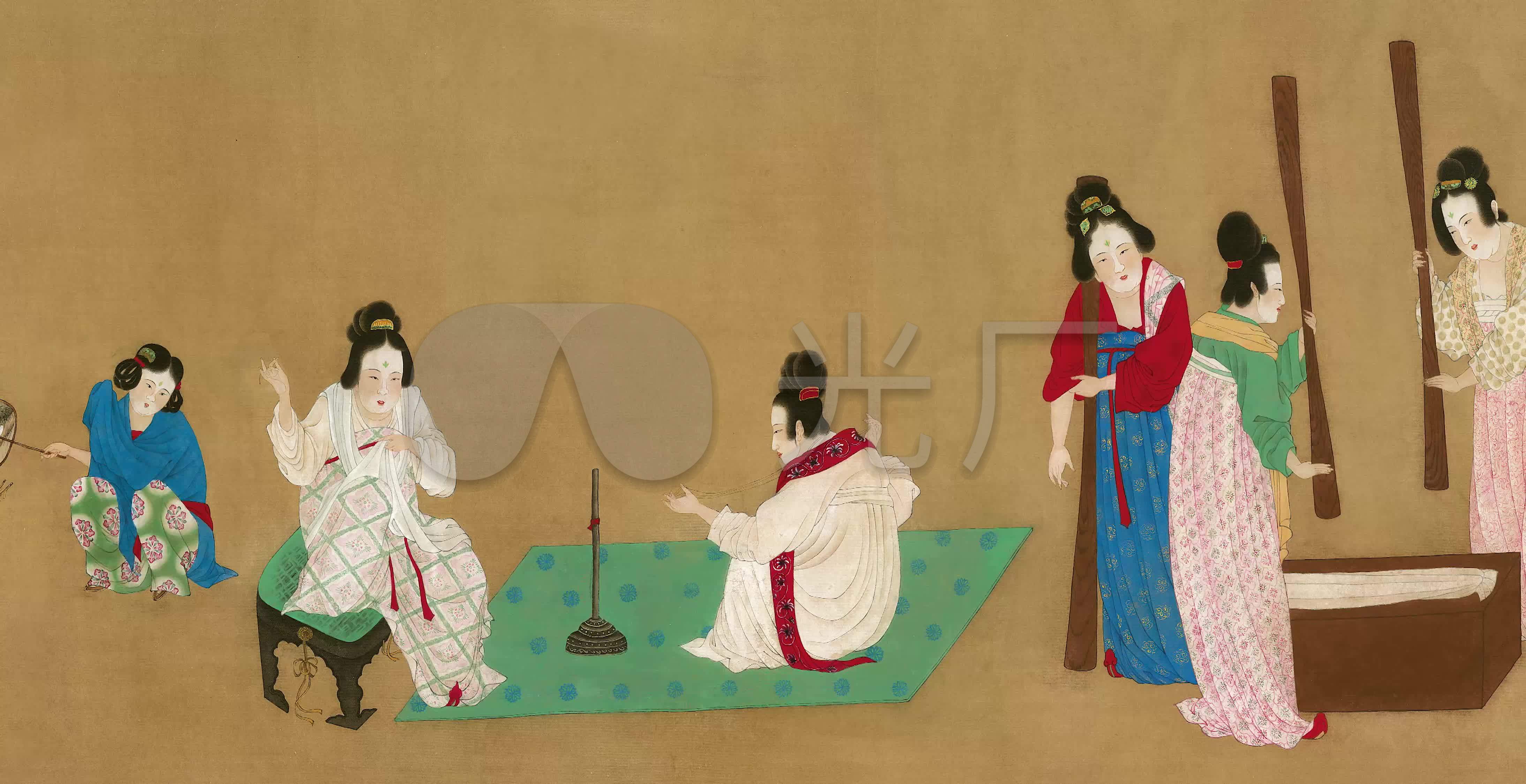4k超清唐朝张萱捣练图_4000x2250_高清视频素材下载