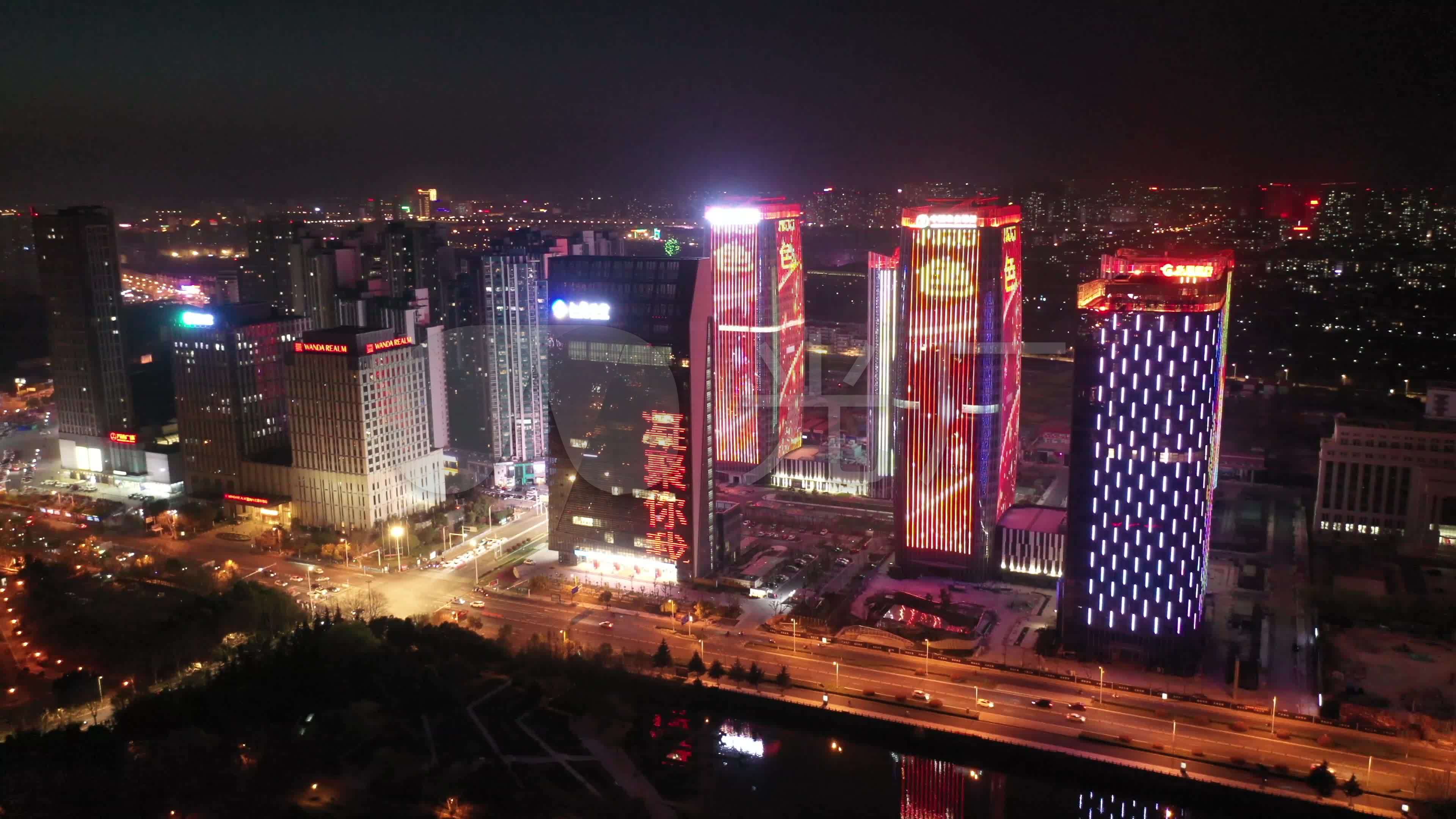 [有版权]4k航拍淮安市金融中心夜景_3840x2160_高清