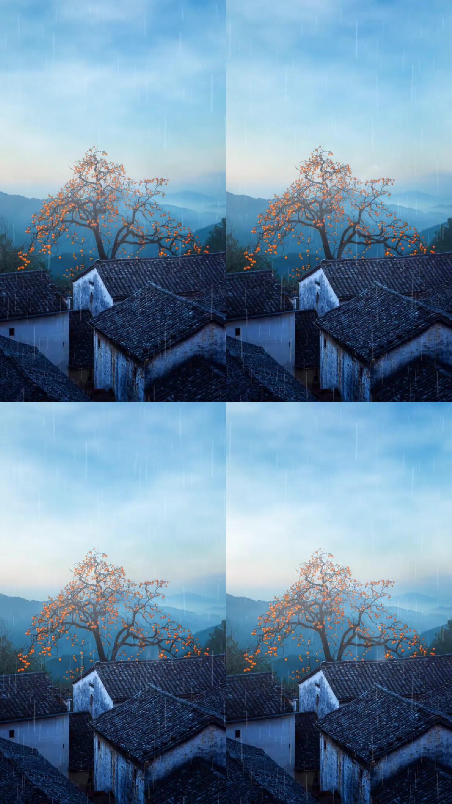 雨天深山里烟雾中的唯美意境老屋