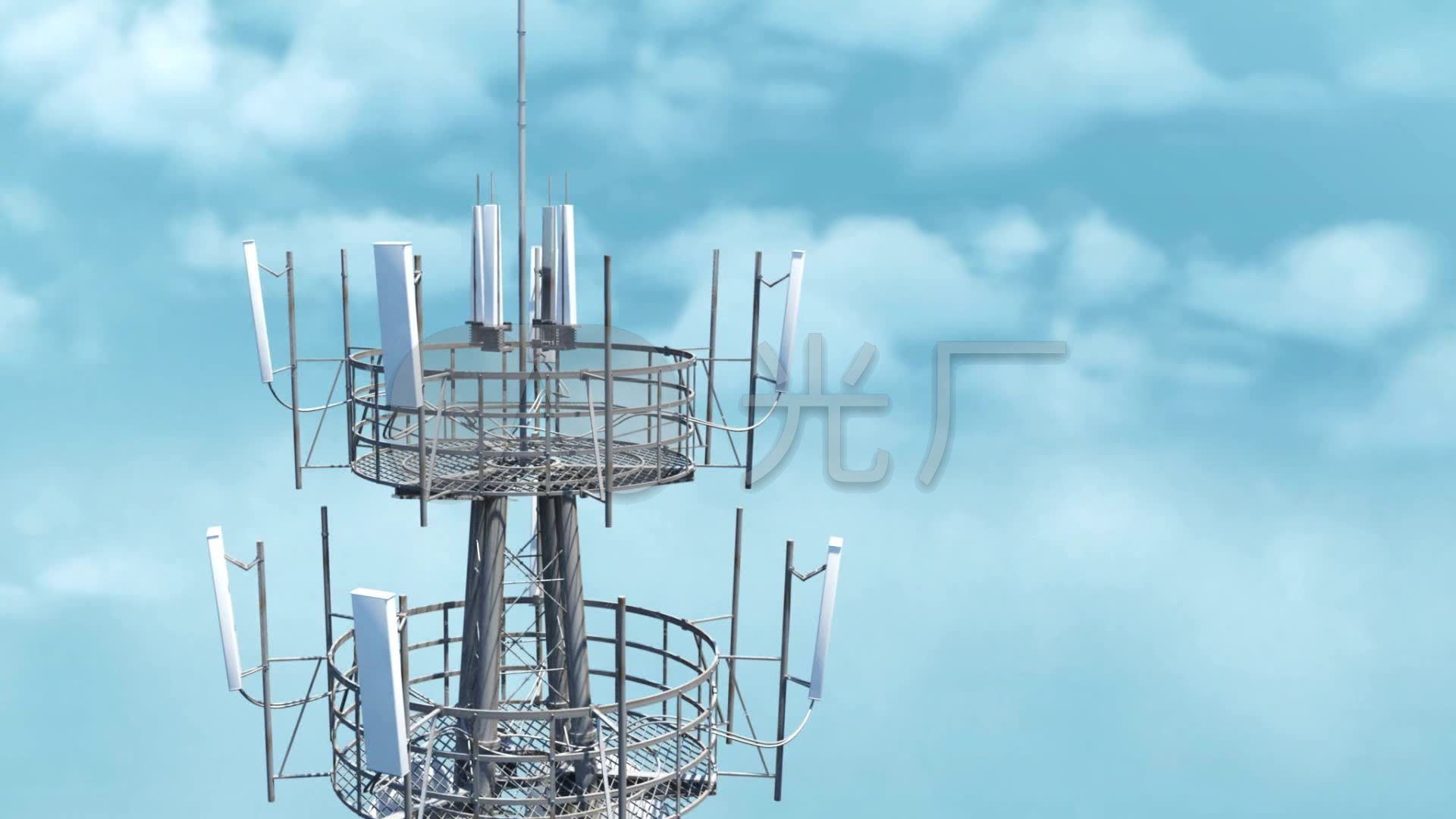 信号发射塔基站5g通讯塔2k视频素材