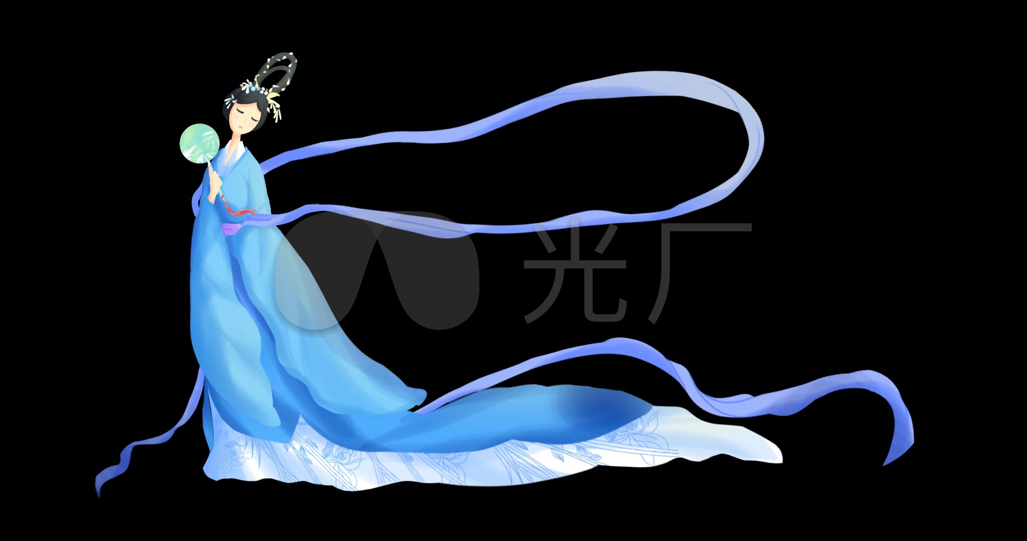 飘带能动的仙女_带通道免扣_2048x1080_高清视频素材