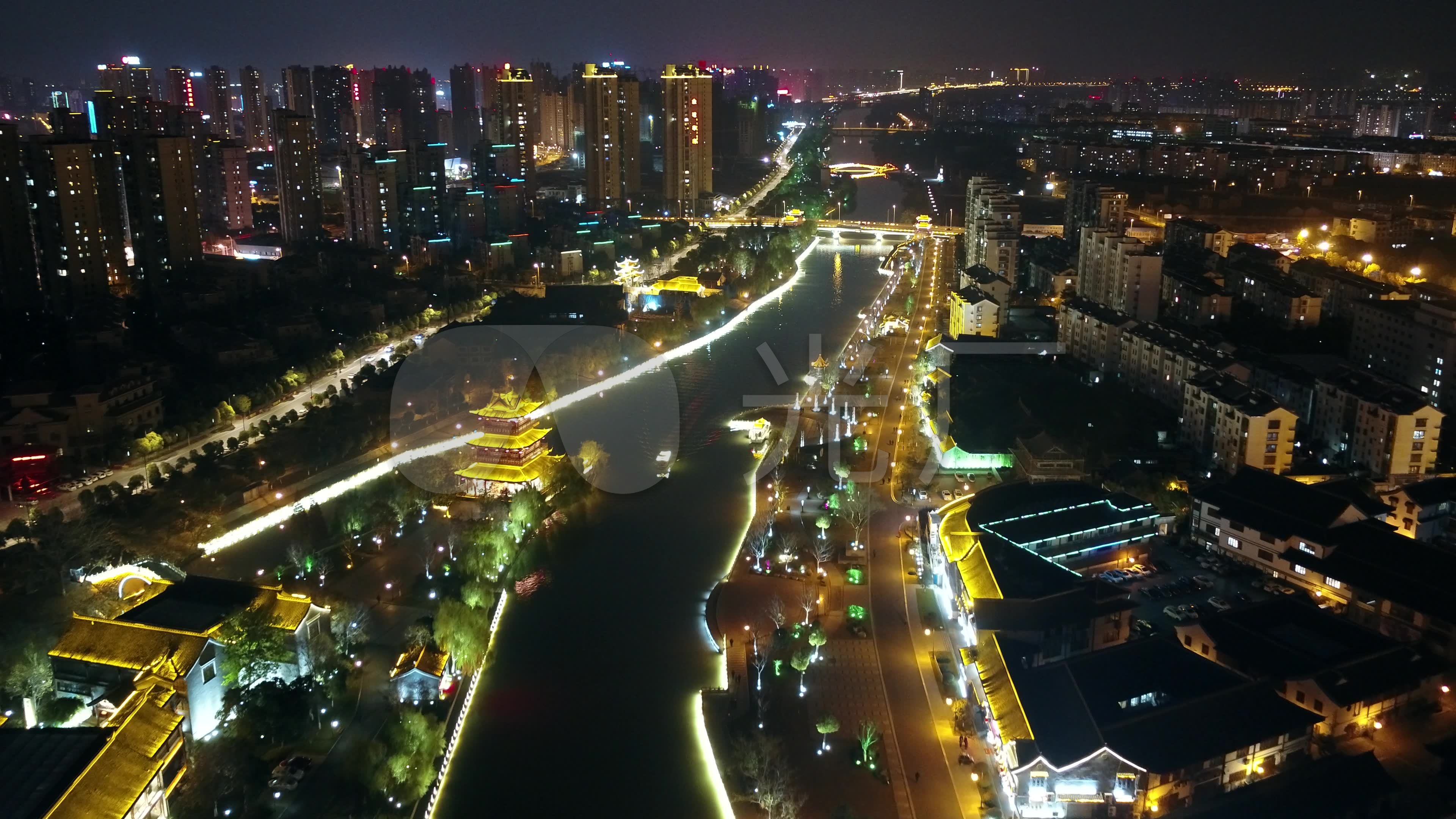 淮安国师塔夜景灯光秀_3840x2160_高清视频素材下载