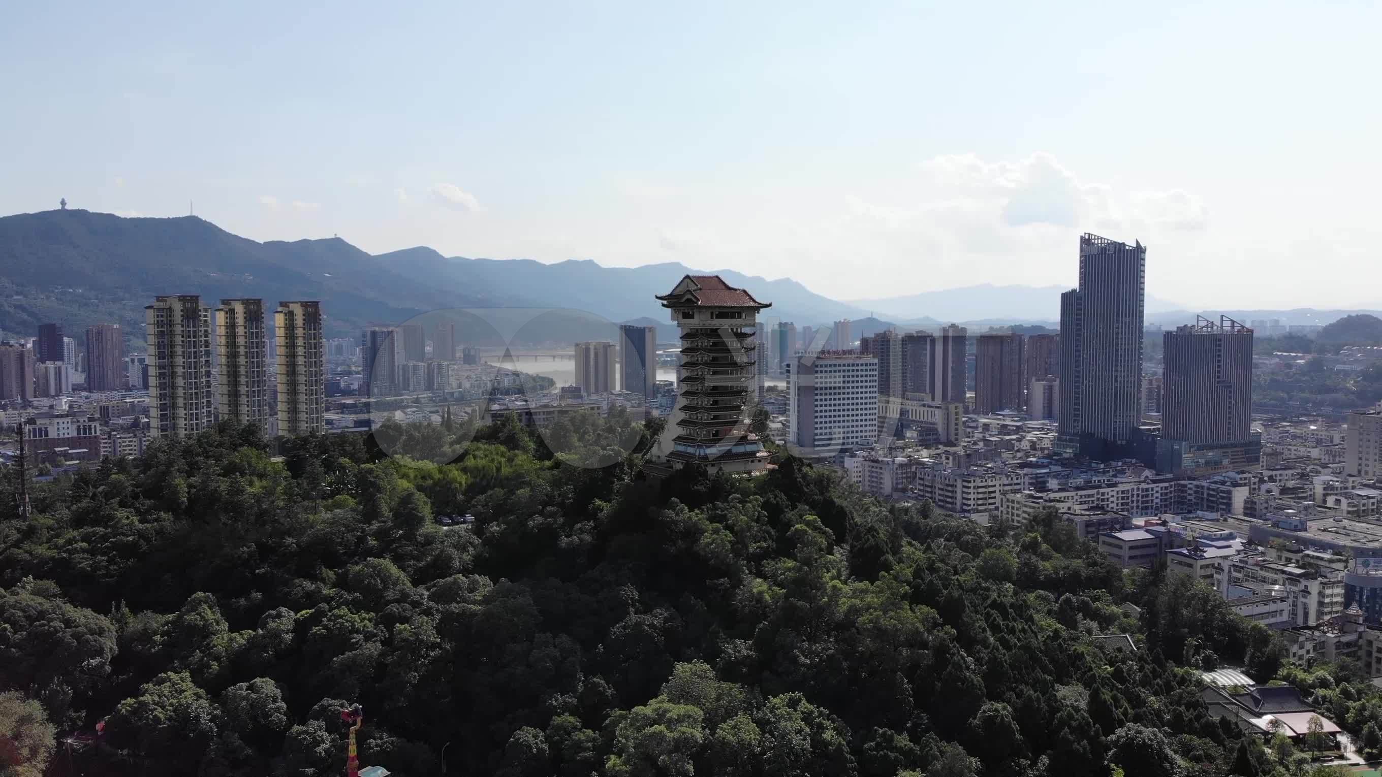 广元航拍凤凰楼_2720x1530_高清视频素材下载(编号:)