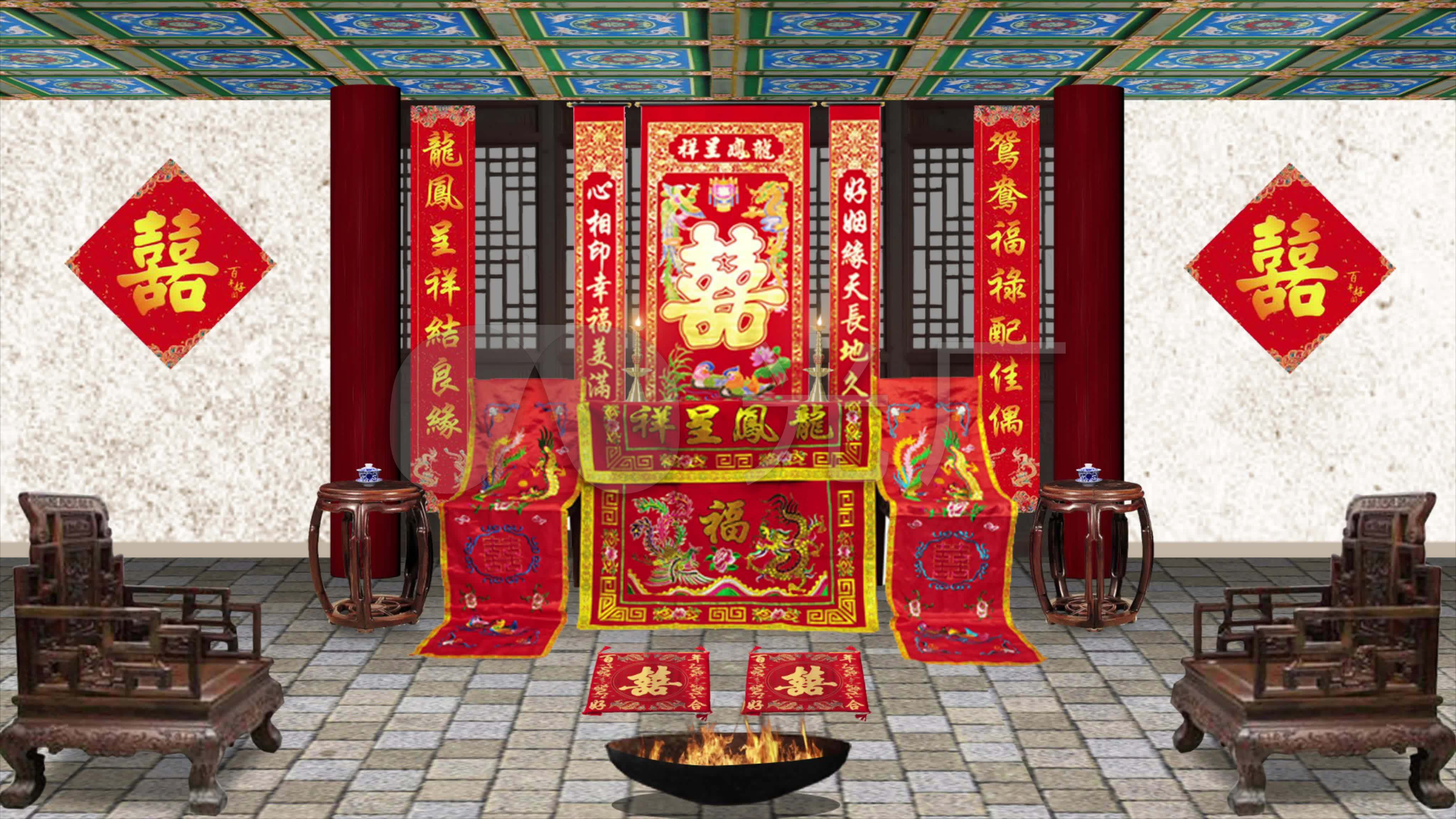 4k古代婚礼场景背景循环