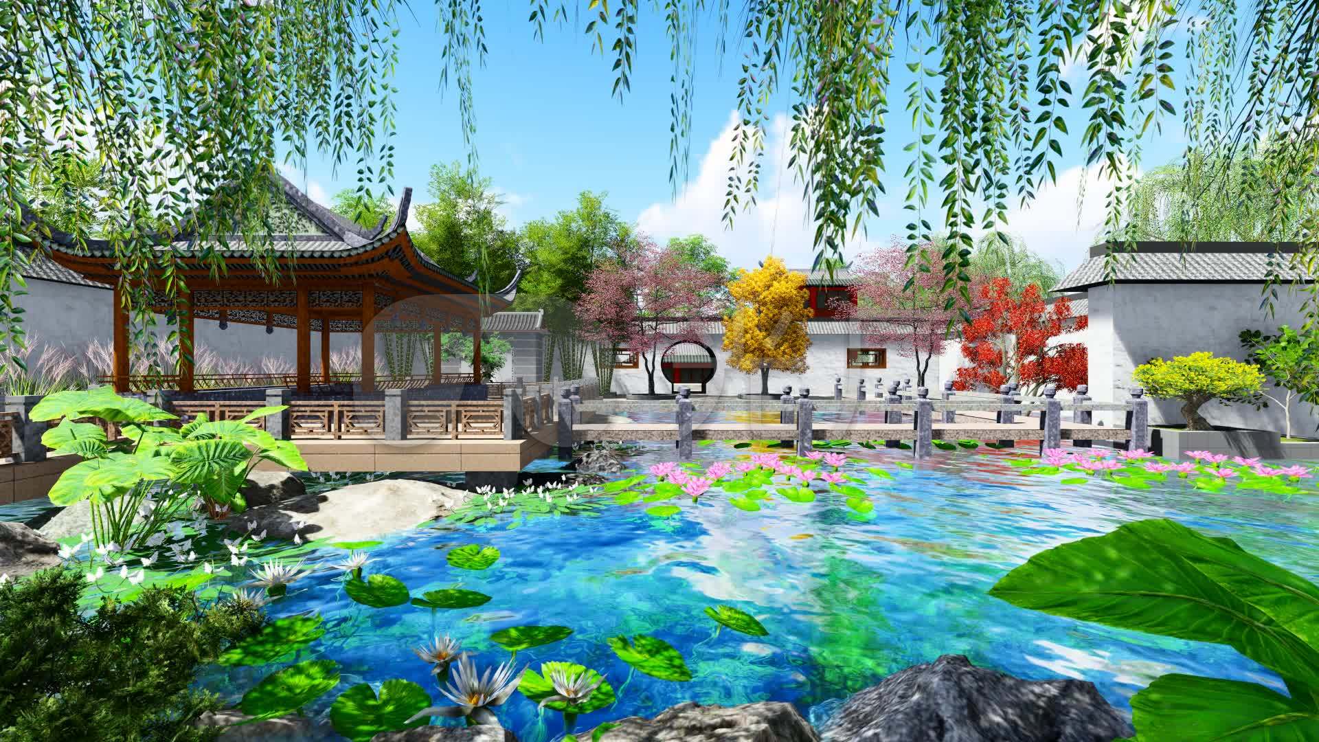 古代后花园水池-1_1920x1080_高清视频素材下载(编号:4497972)_舞台